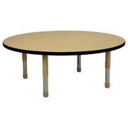 48" Round T-Molding Activity Table with Adjustable Tiny Tot Legs - Maple/Black/Sand
