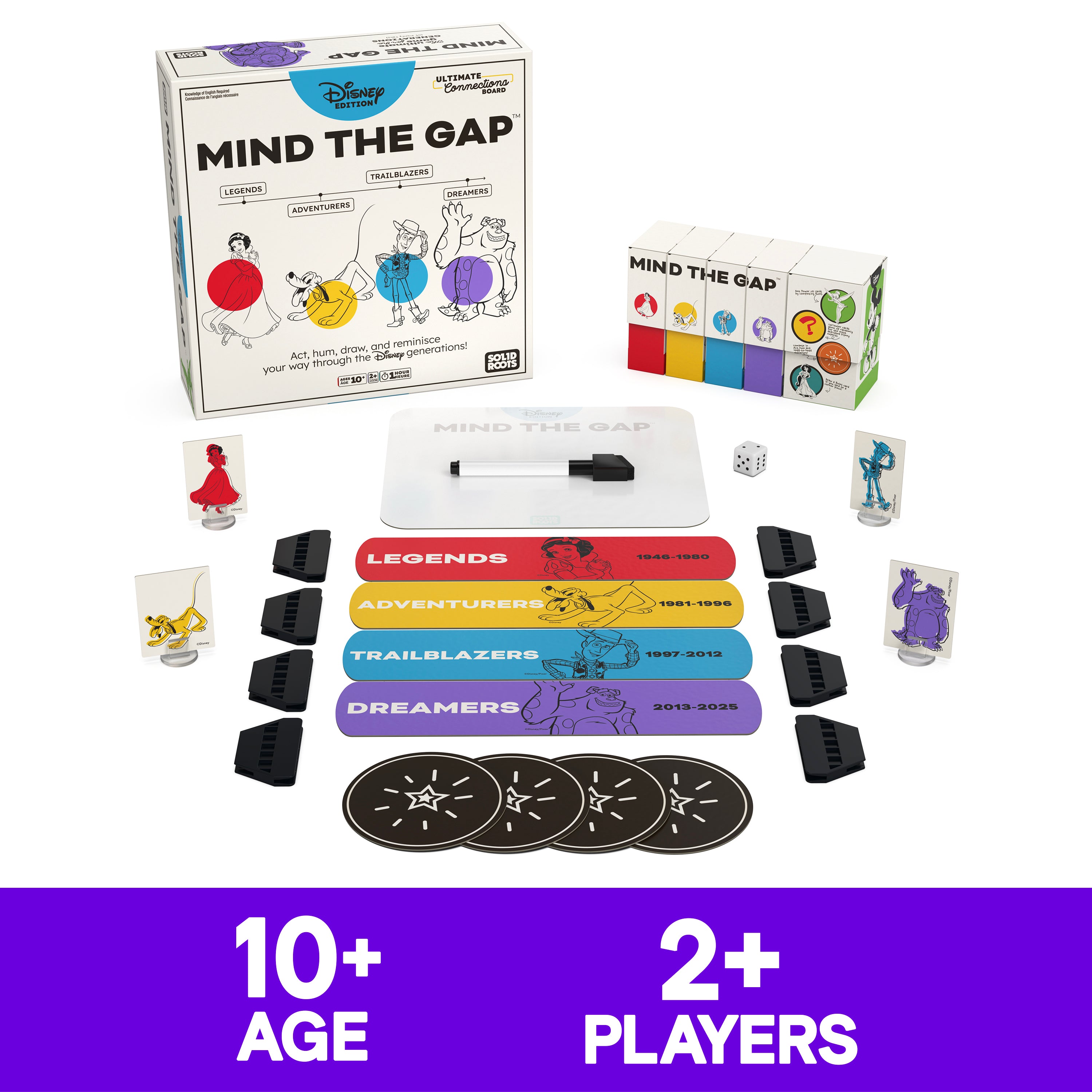Spin Master Games, SolidRoots Mind the Gap Disney Edition, A Magical Trivia Game for the Generations with New Disney Trivia, Family Game Night, 2+ Players, for Ages 10 & Up