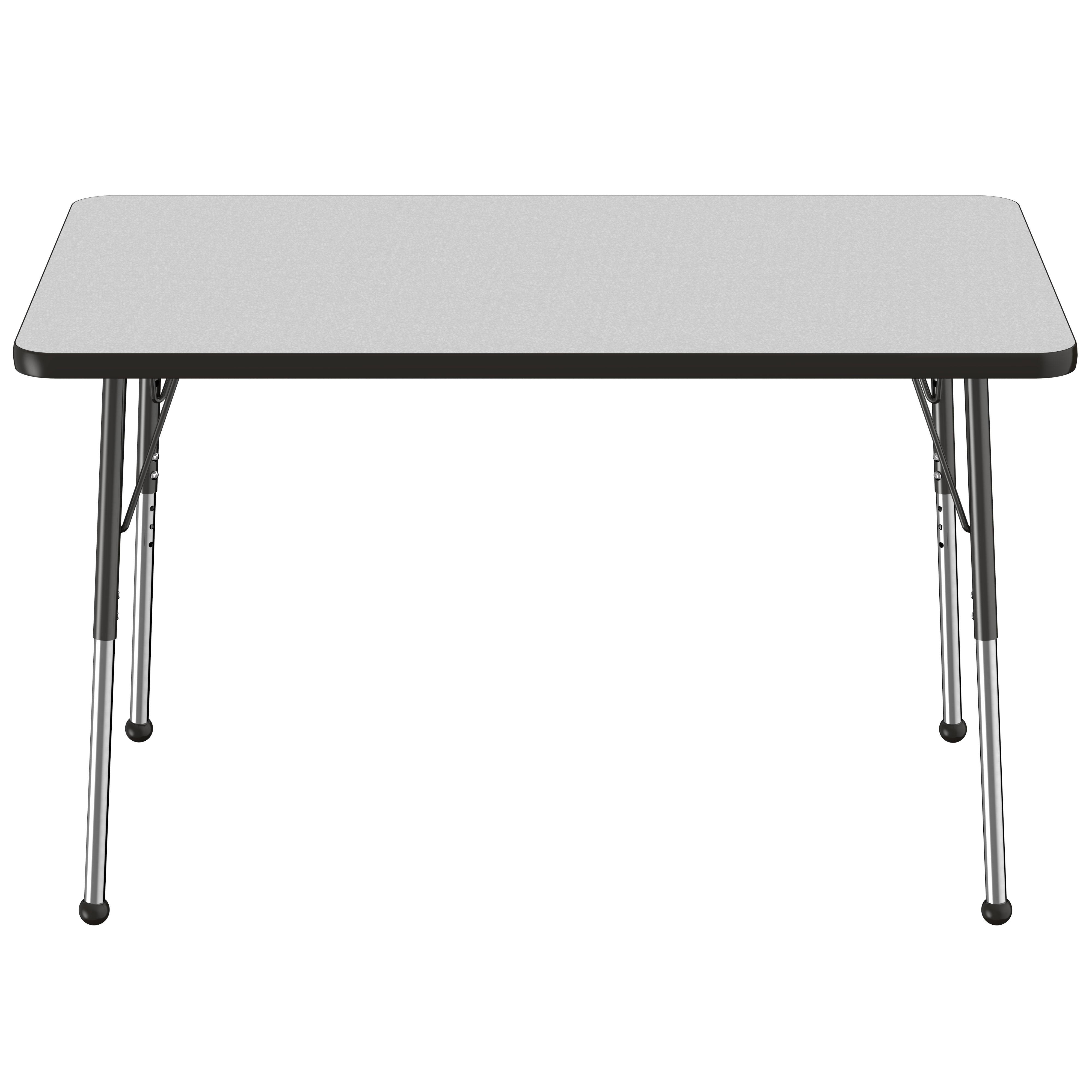 30" x 48" Rectangle T-Molding Activity Table with Adjustable Standard Ball Glide Legs - Gray/Black