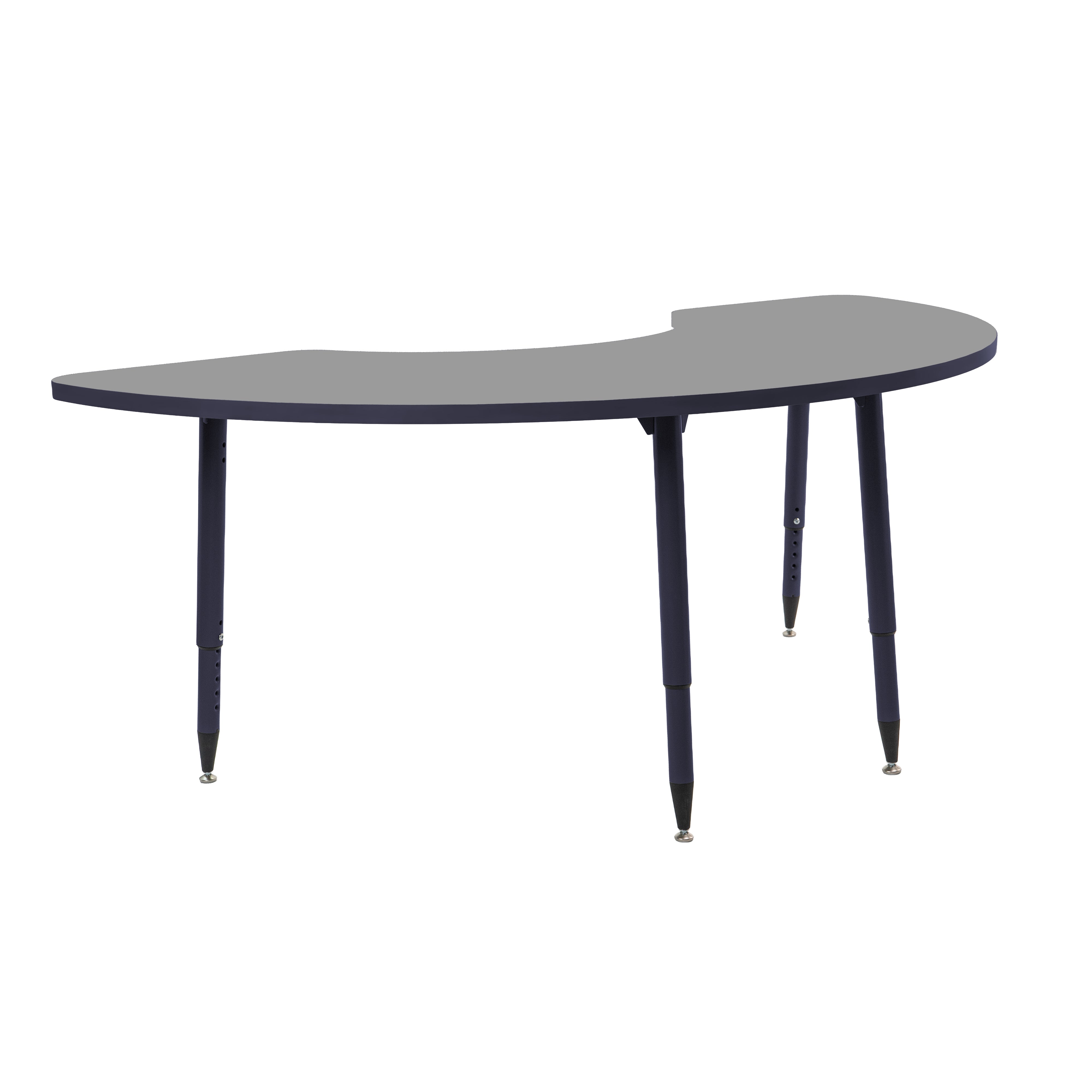 Adapte 36" x 72" Half Moon Thermofused Activity Table with Adjustable Tapered Legs - North Sea/Navy