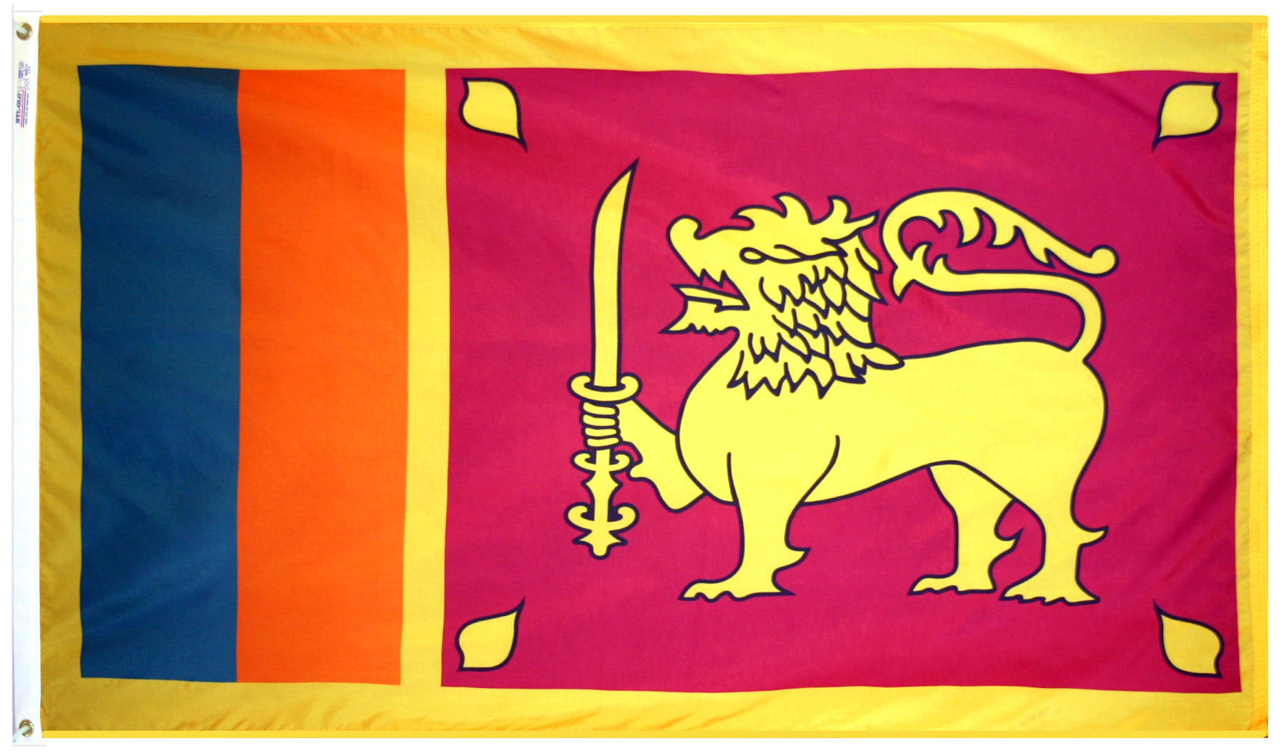Sri Lanka Flag 4x6 ft. Nylon SolarGuard Nyl-Glo 100% Made in USA to Official United Nations Design Specifications.