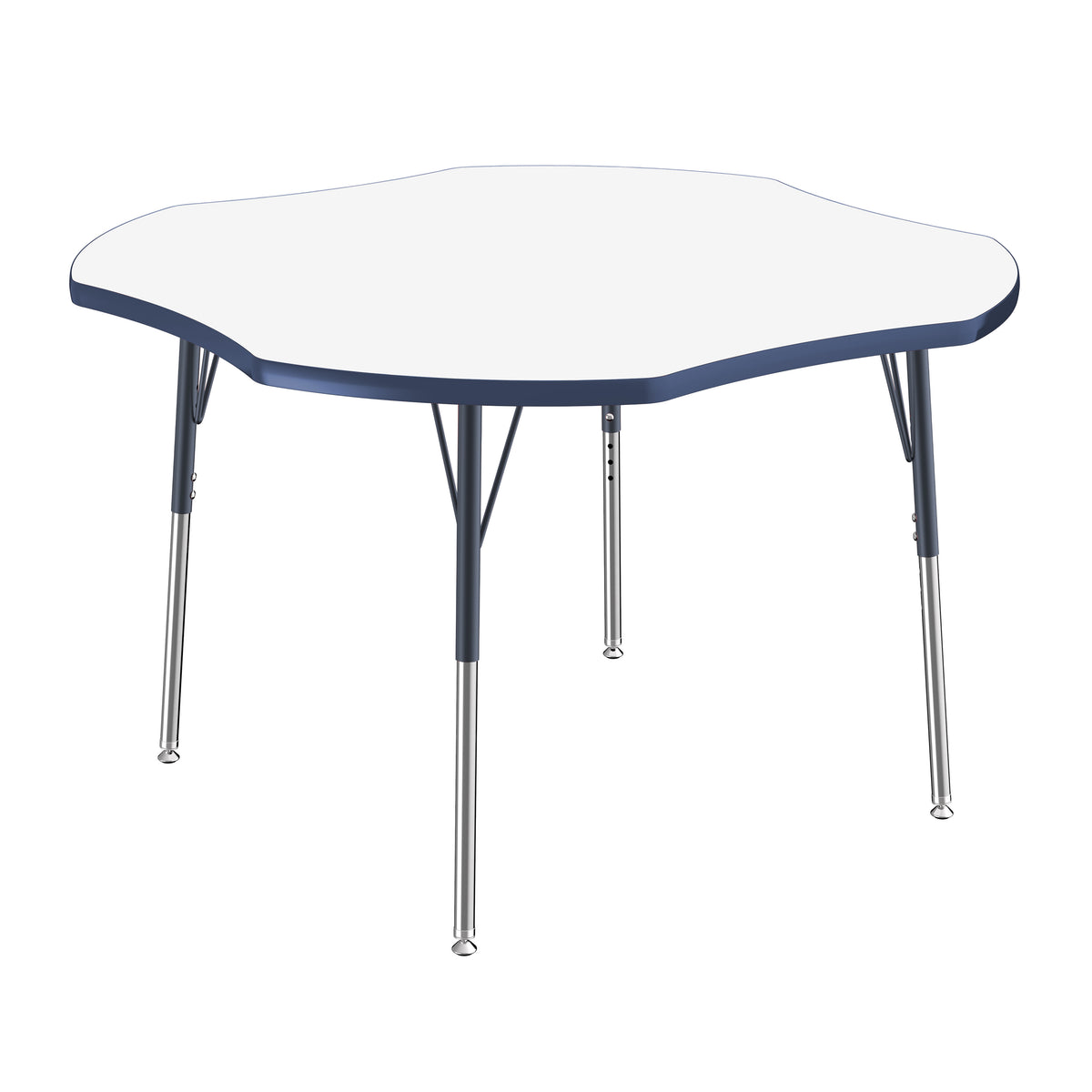 48" x 48" Clover Dry-Erase Activity Table with Adjustable Standard Swivel Glide Legs - Whiteboard/Navy