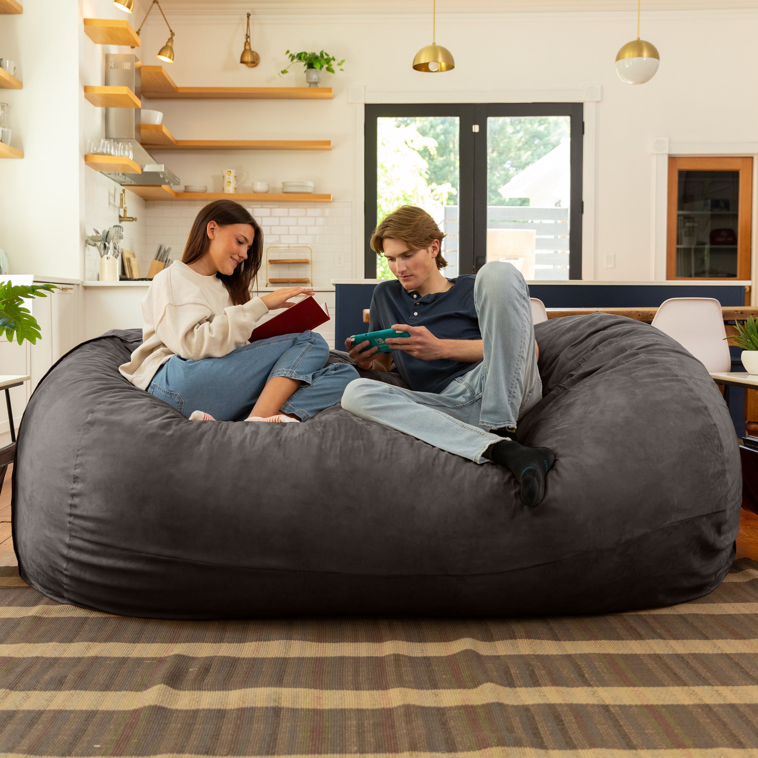 Jaxx 7 Foot Giant Bean Bag Sofa, Charcoal
