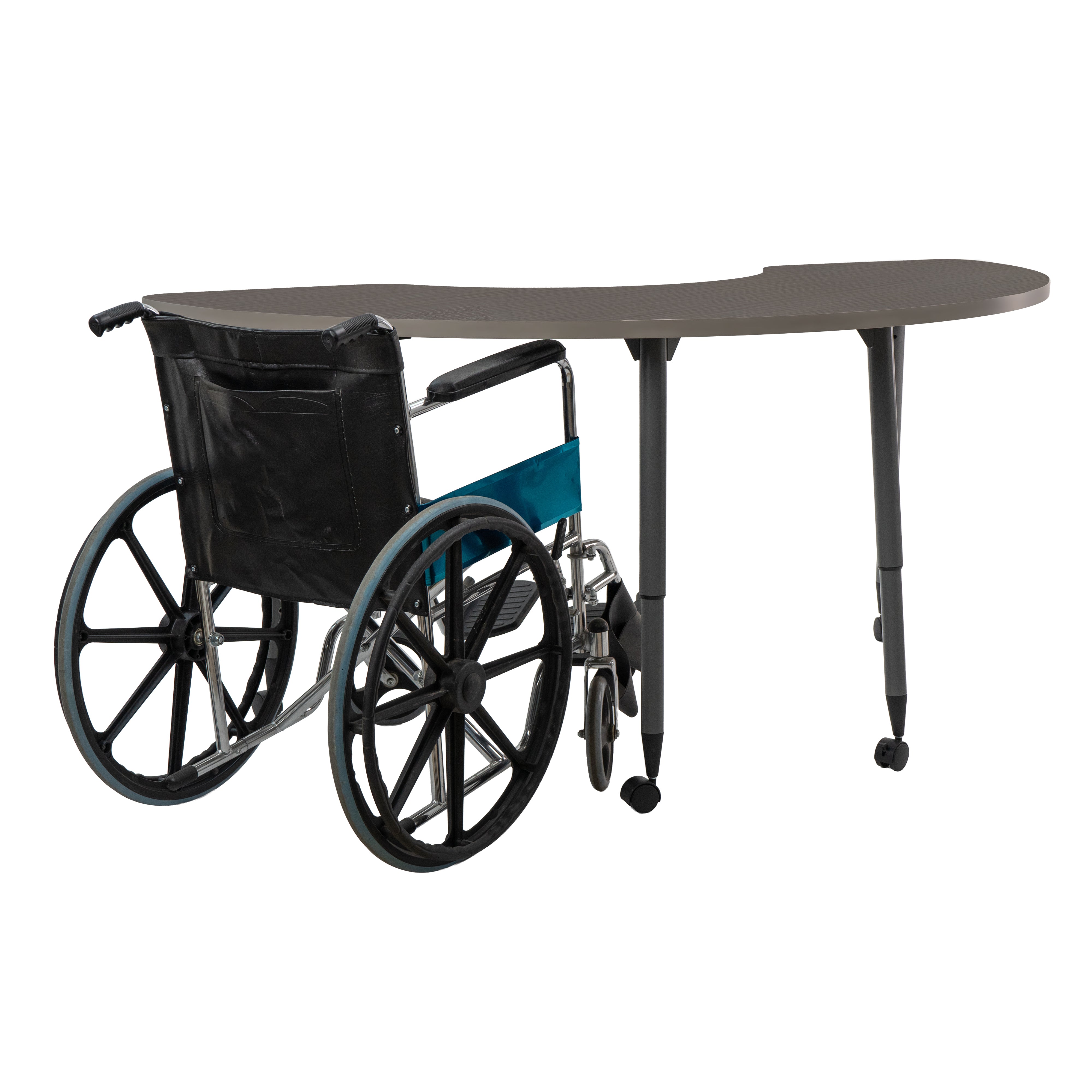 Adapte 36" x 72" Half Moon Thermofused Activity Table with Adjustable Tapered Legs - Cosmic Strandz/North Sea