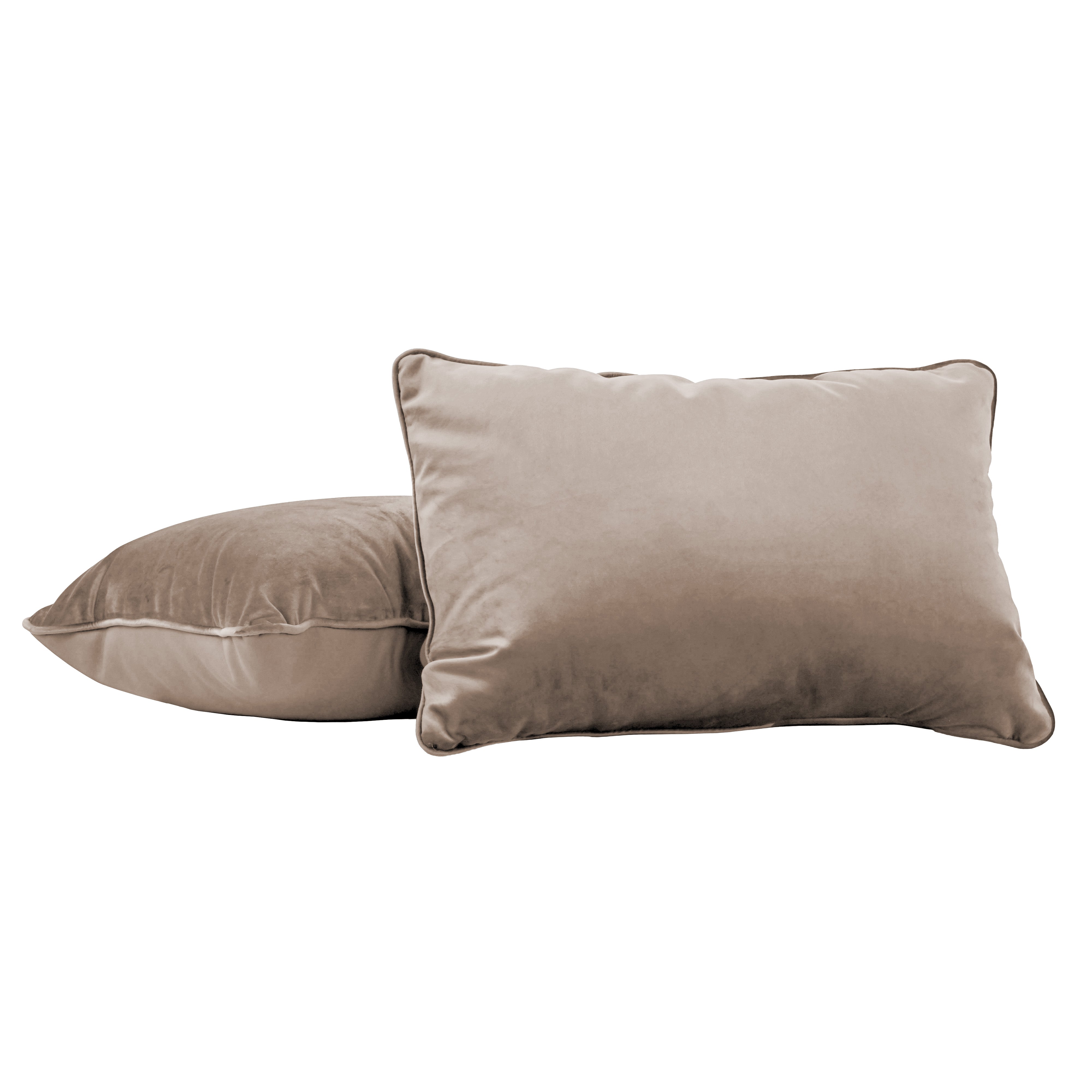 16" x 24" Rectangle Lumbar Microfiber and Faux Leather Pillow with Piping, 2-Piece - Caffe