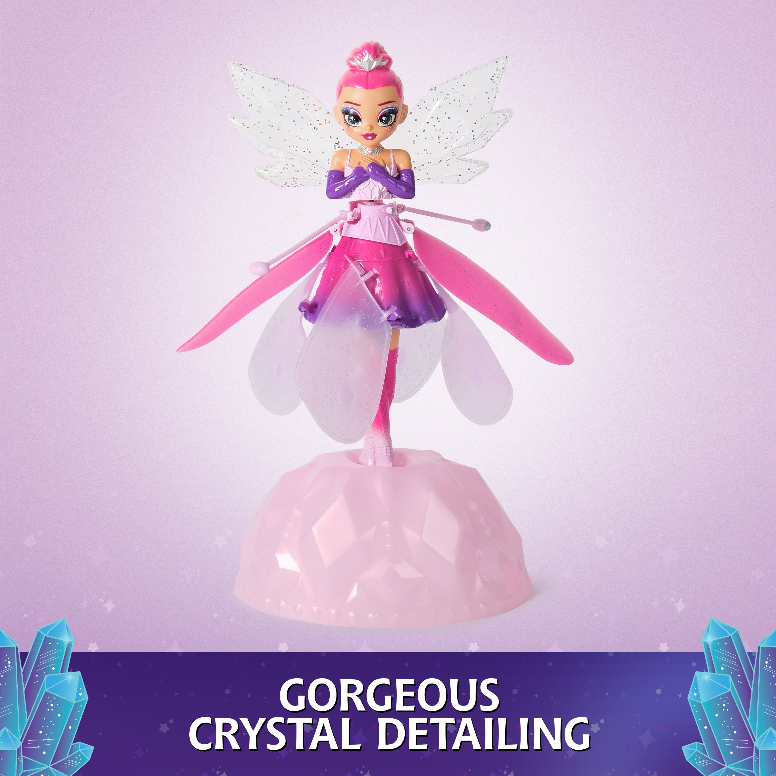 Crystal Flyers, Magical Flying Doll with Crystal Wings, Interactive Kids Toys for Ages 5 and up