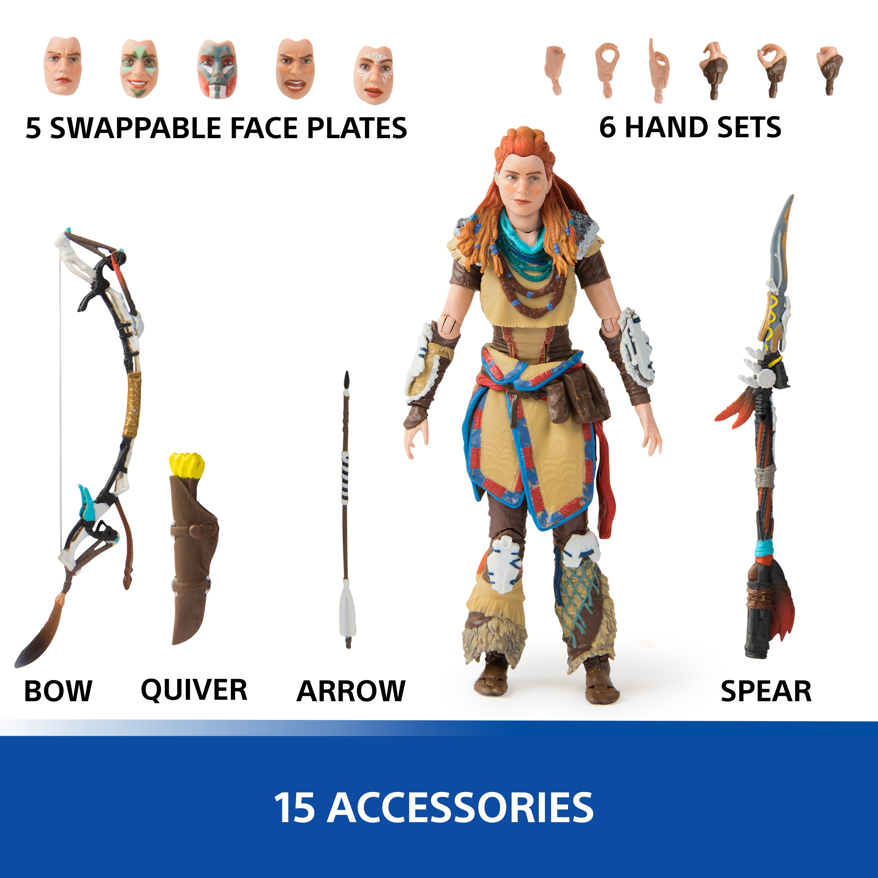 PlayStation Horizon Forbidden West, Deluxe 6” Aloy Action Figure with 15 Accessories, The Shapes Collection, For PS5 Fans & Collectors Ages 17+