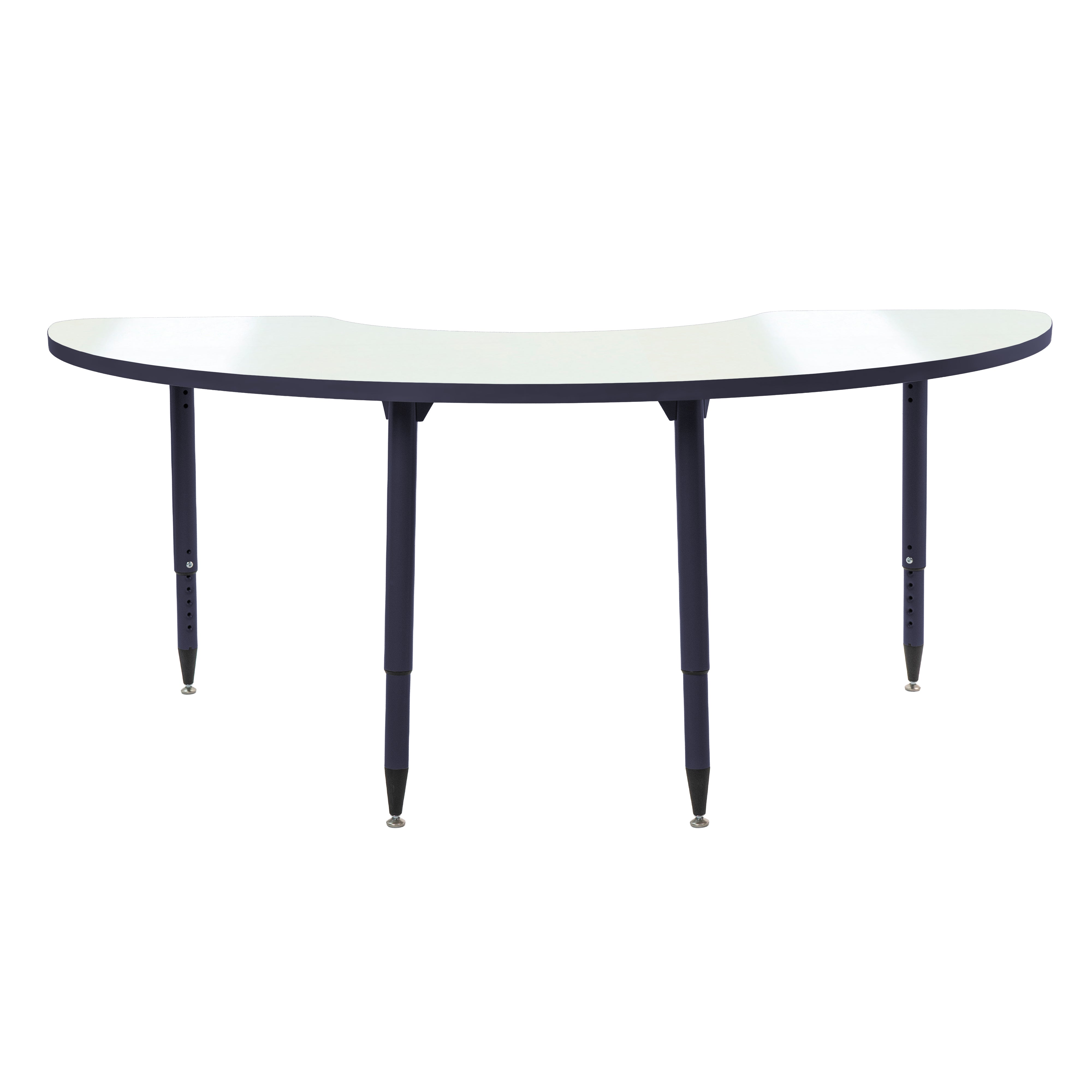 Adapte 36" x 72" Half Moon Dry-Erase Activity Table with Adjustable Tapered Legs - Whiteboard/Navy