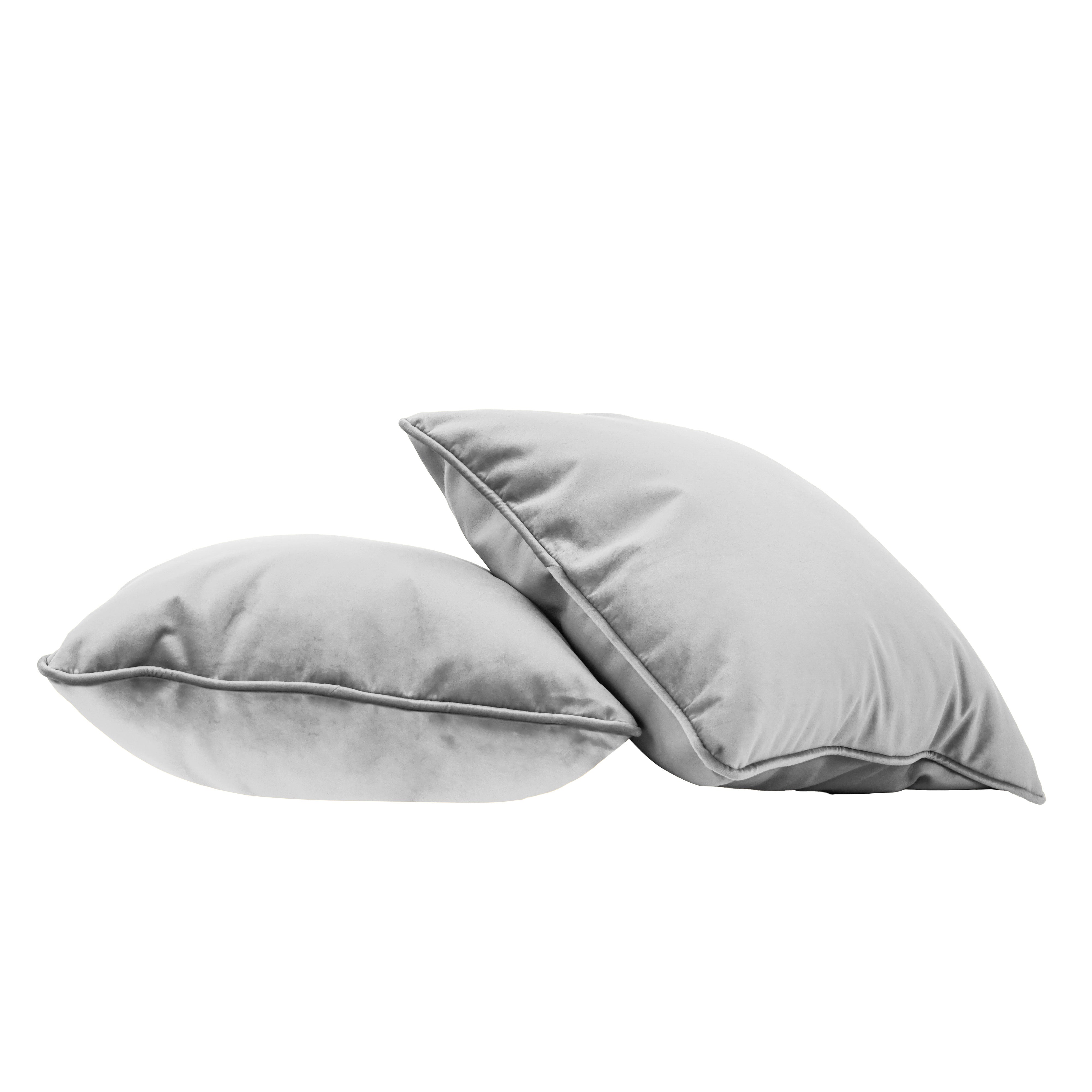 18" x 18" Square Microfiber Pillow with Piping, 2-Piece - Sterling