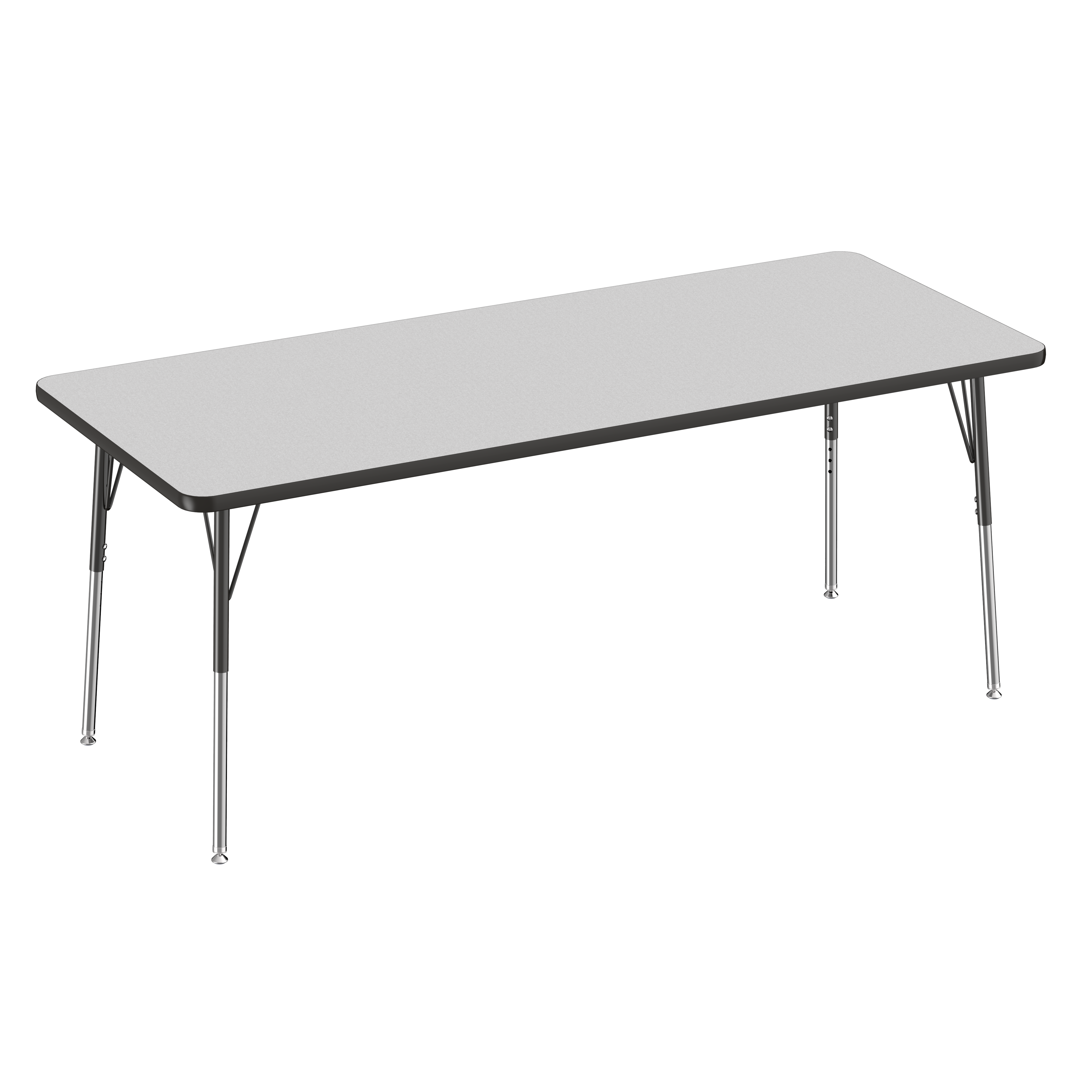 30" x 72" Rectangle T-Molding Activity Table with Adjustable Standard Swivel Glide Legs - Gray/Black