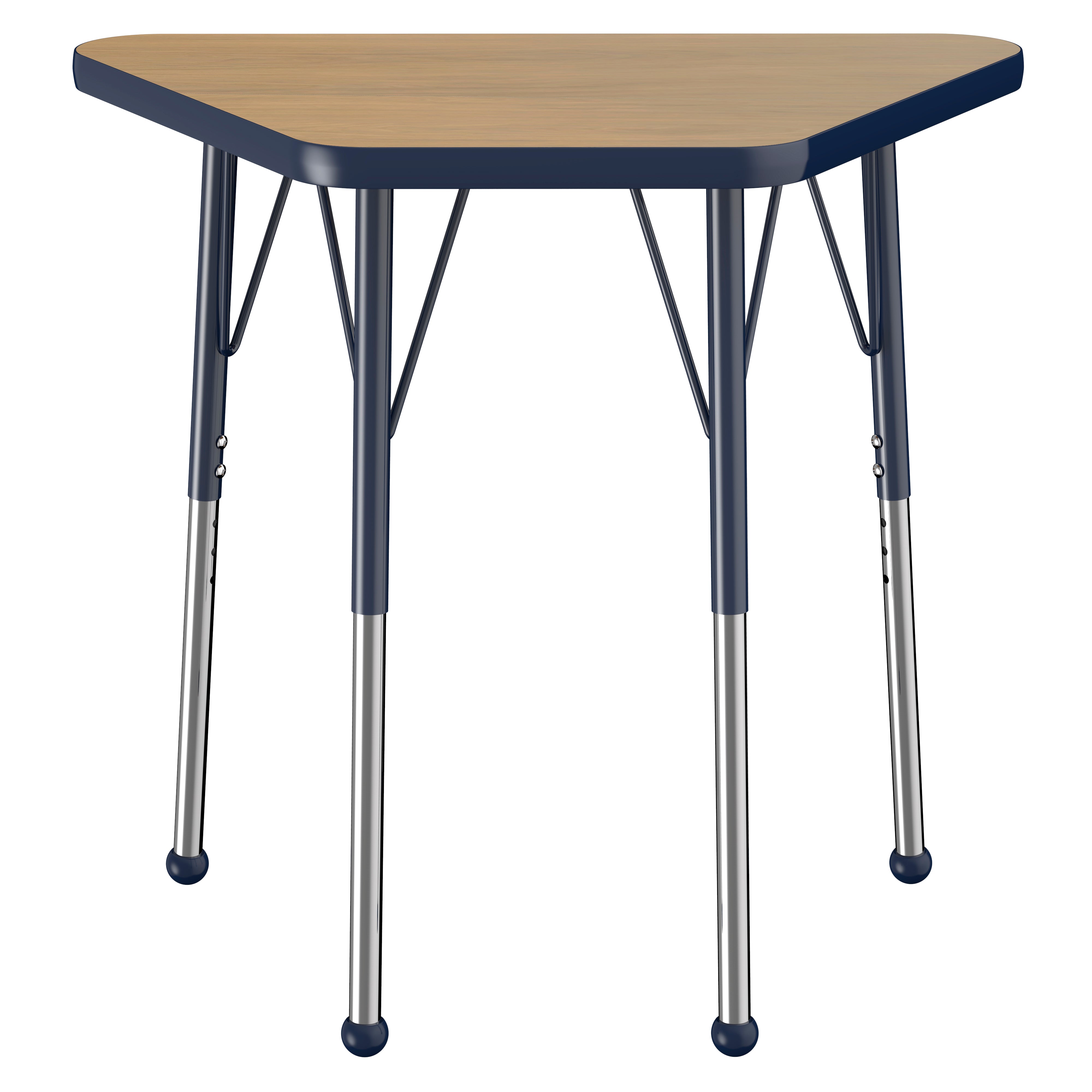 18" x 30" Trapezoid T-Molding Activity Table with Adjustable Standard Ball Glide Legs - Pasadena Oak/Navy