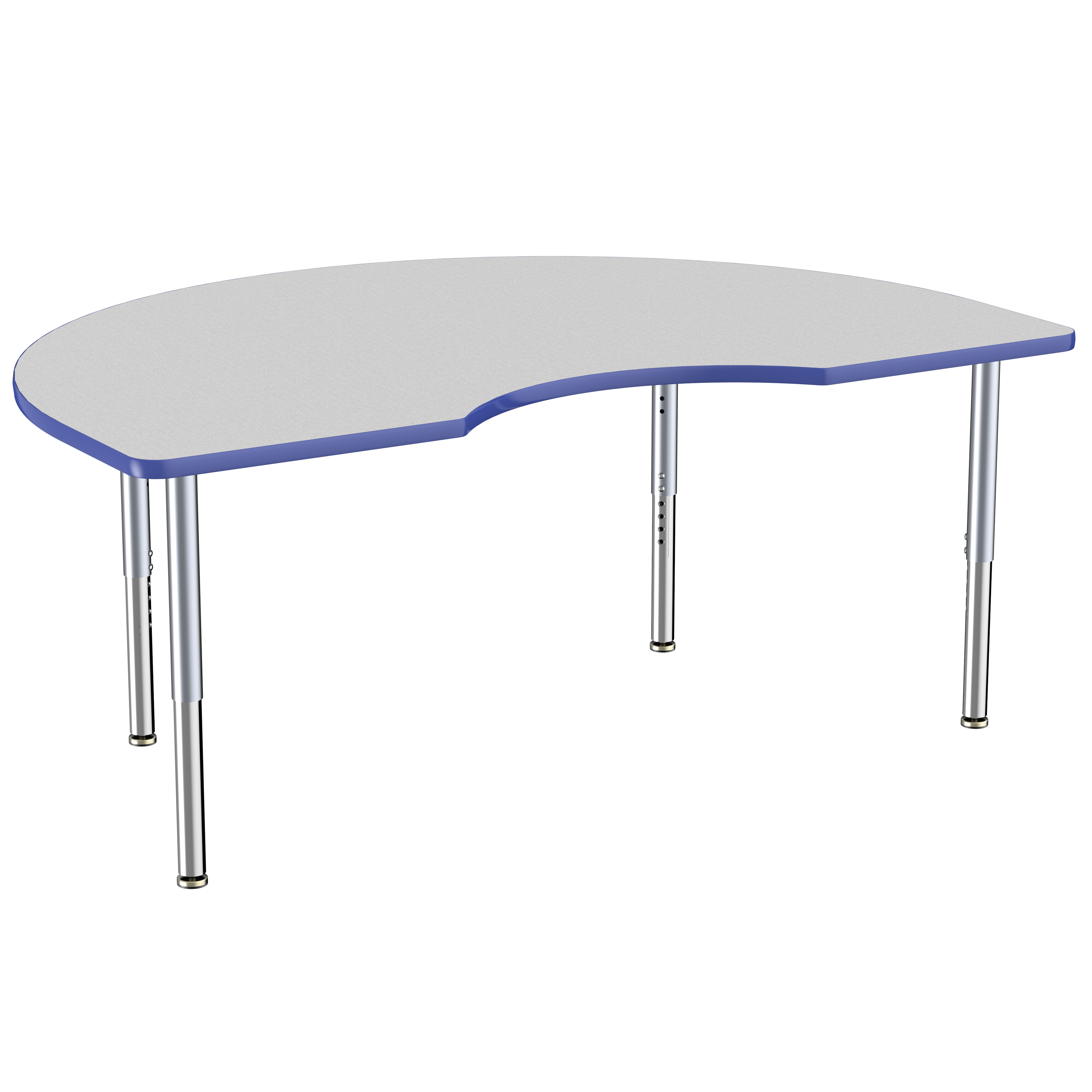 48" x 72" Kidney Thermofused Activity Table with Adjustable Super Legs - Gray/Blue/Silver