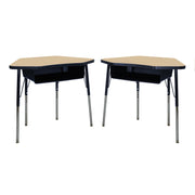 24" x 36" Petal Book Box Desk with Adjustable Standard Swivel Glide Legs, 2-Piece - Maple/Navy