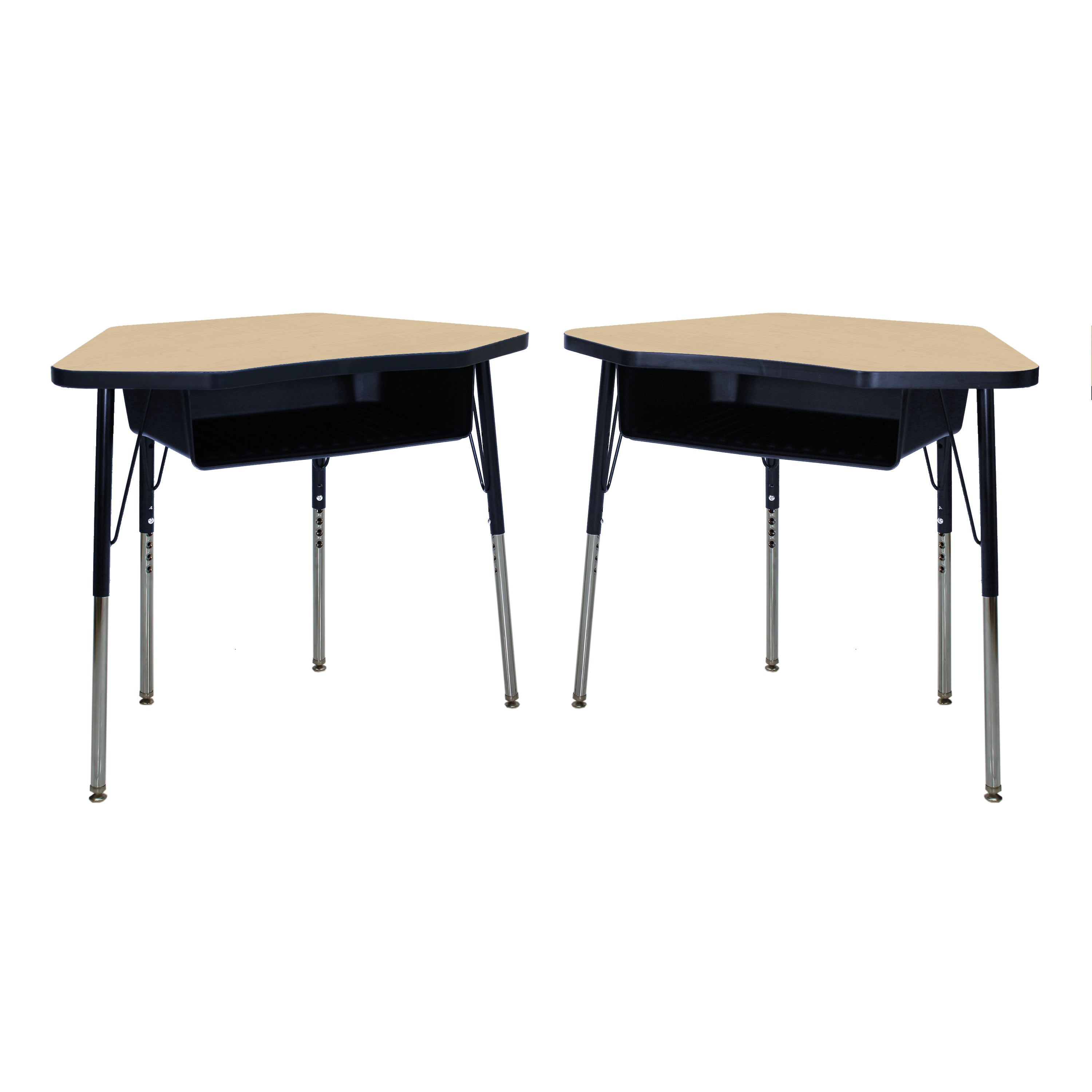 24" x 36" Petal Book Box Desk with Adjustable Standard Swivel Glide Legs, 2-Piece - Maple/Navy