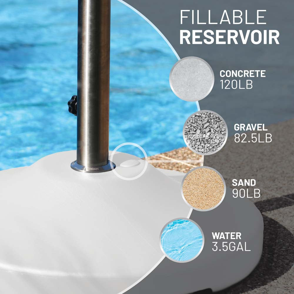 Fillabe Free Standing Commercial Umbrella Base (White)