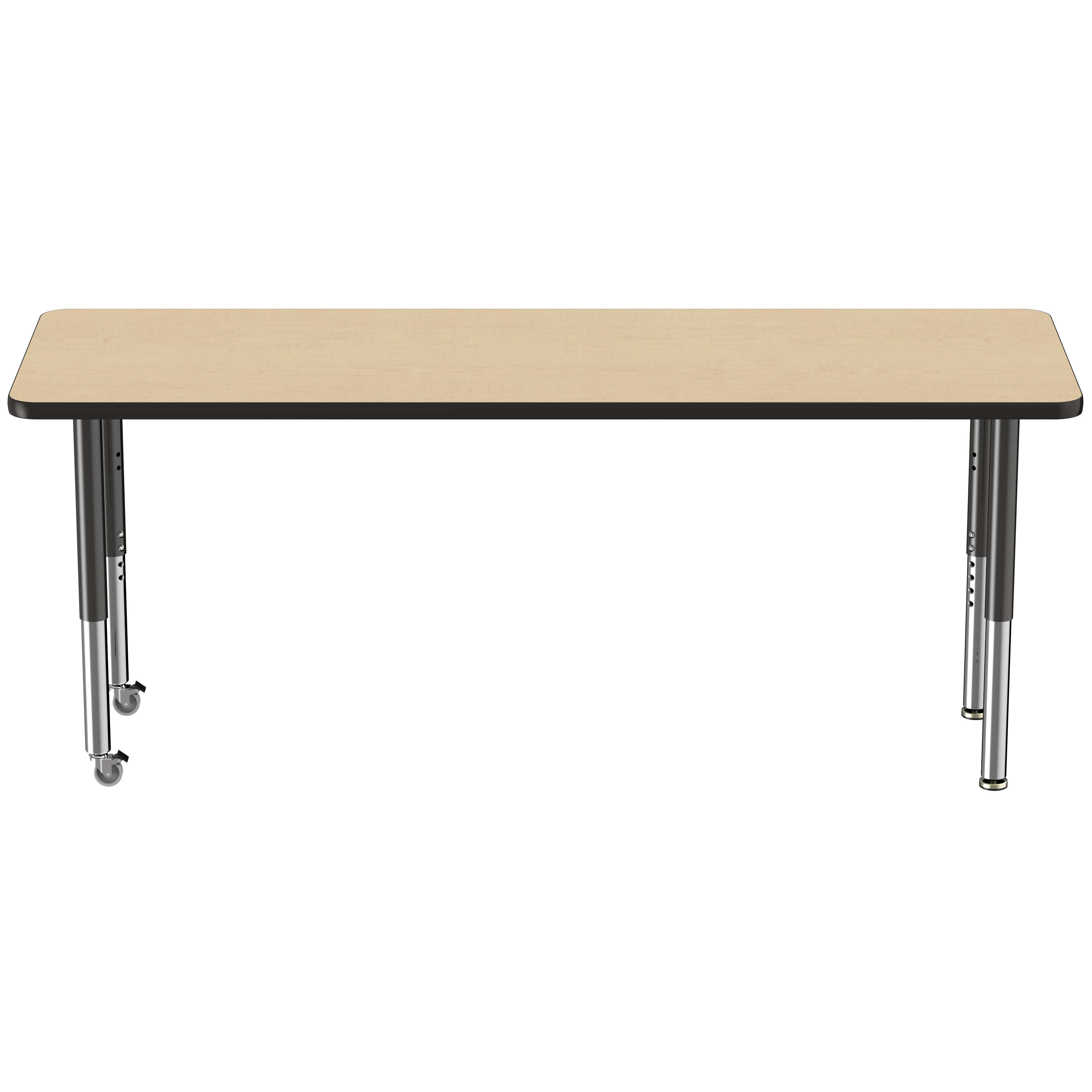 24" x 72" Rectangle T-Molding Activity Table with Adjustable Super Legs - Maple/Black