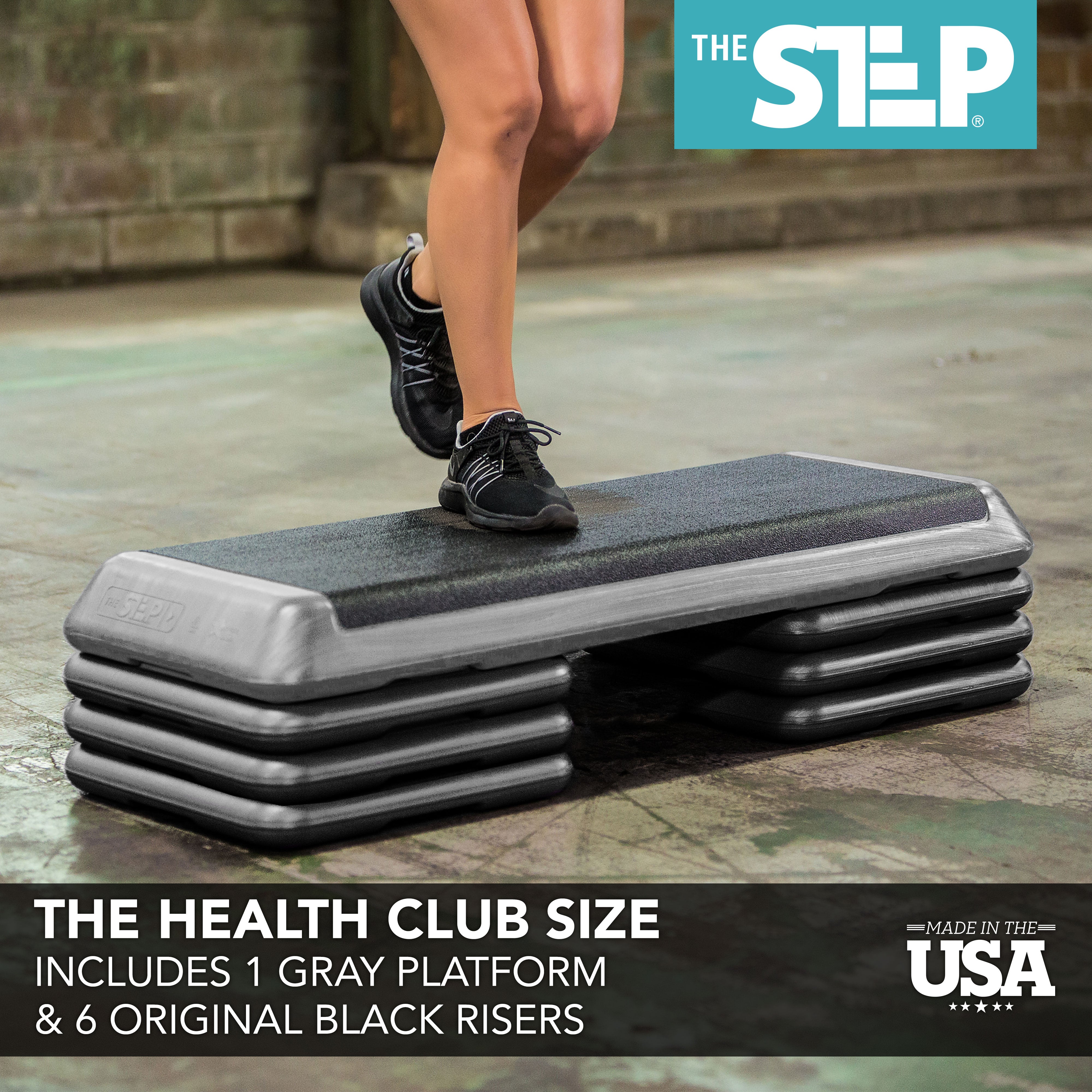 Original Health Club Step Gray/Black (6 Risers)