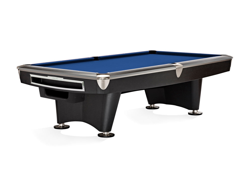 Gold Crown VI 9' Matte Black Gully, Pool Table - 114.6"L x 64.8"W x 32.3"H