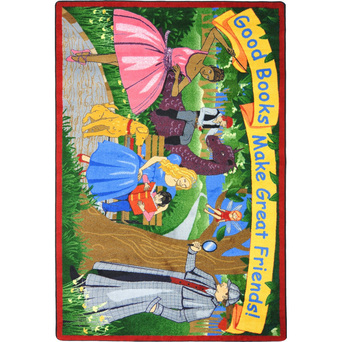 Good Books Make Great Friends 5'4" x 7'8" area rug in color Multi