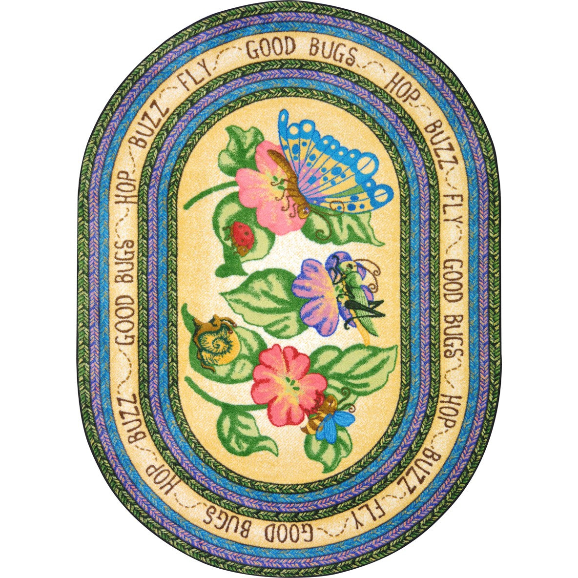 Good Bugs 3'10" x 5'4" Oval area rug in color Multi