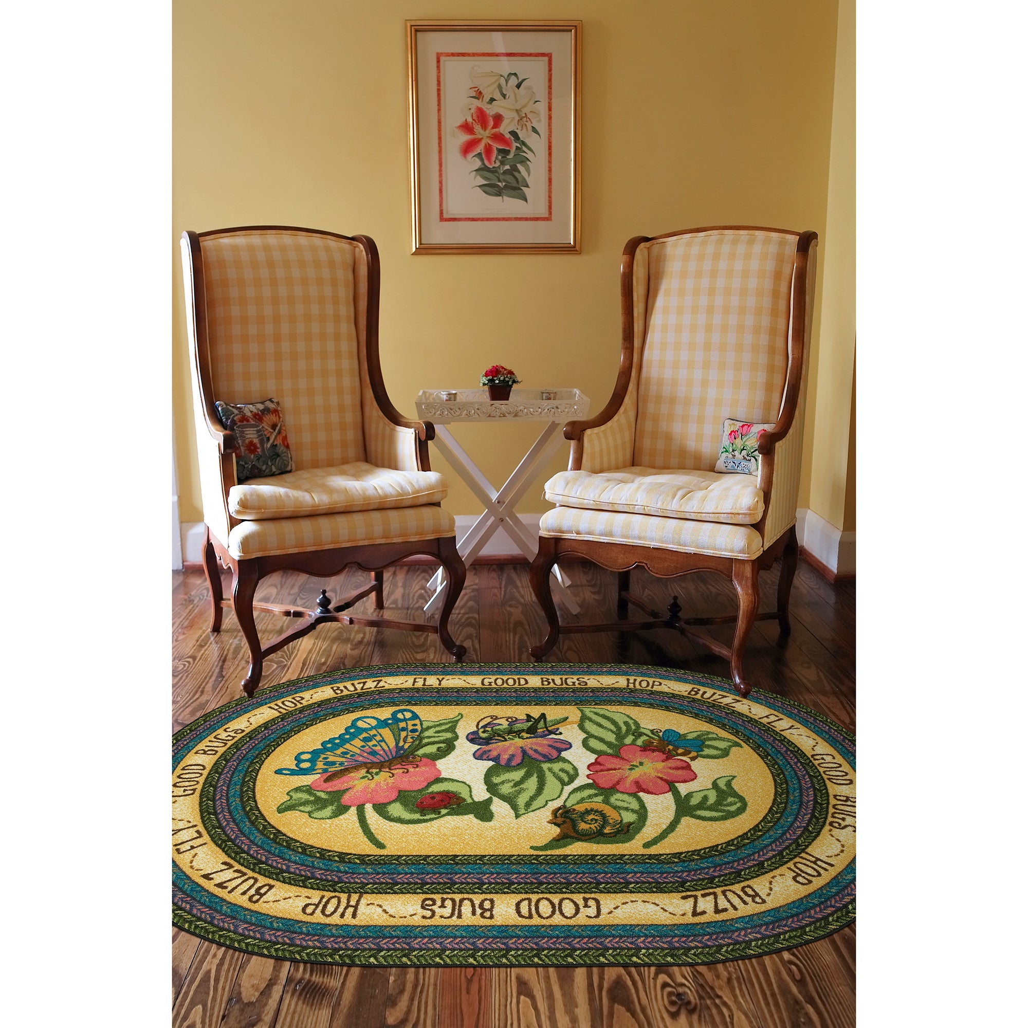 Good Bugs 3'10" x 5'4" Oval area rug in color Multi