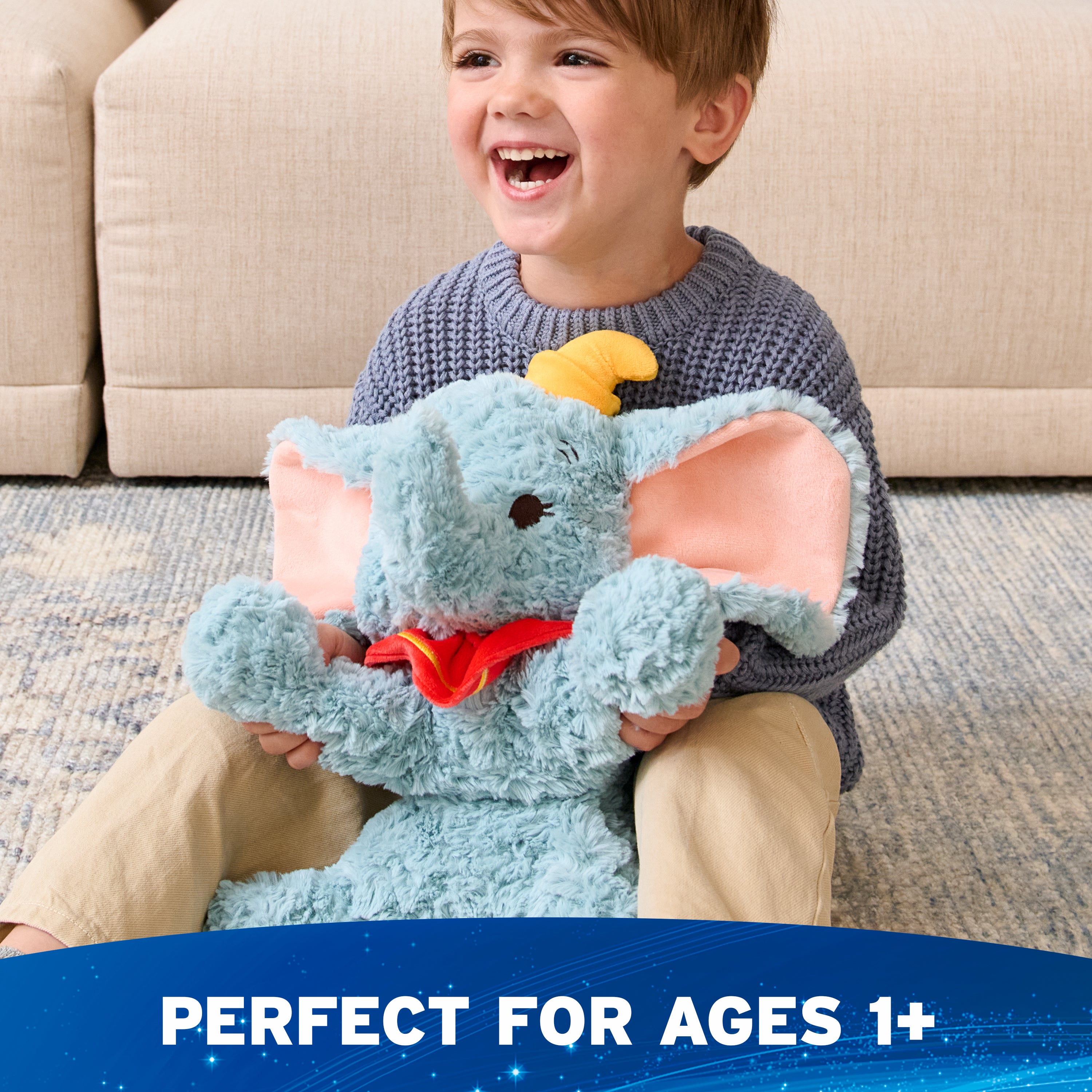 GUND Disney Official Dumbo Plush, Disney Cozys Collection, Dumbo Toys, Elephant Stuffed Animal for Ages 1 and Up, Gray, 10”