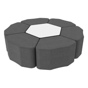 Pro Series Dry-Erase Hexagon Ottoman Table with Petal 18" Height Seating, 7-Piece Set - Slate Gray Crosshatch/Whiteboard