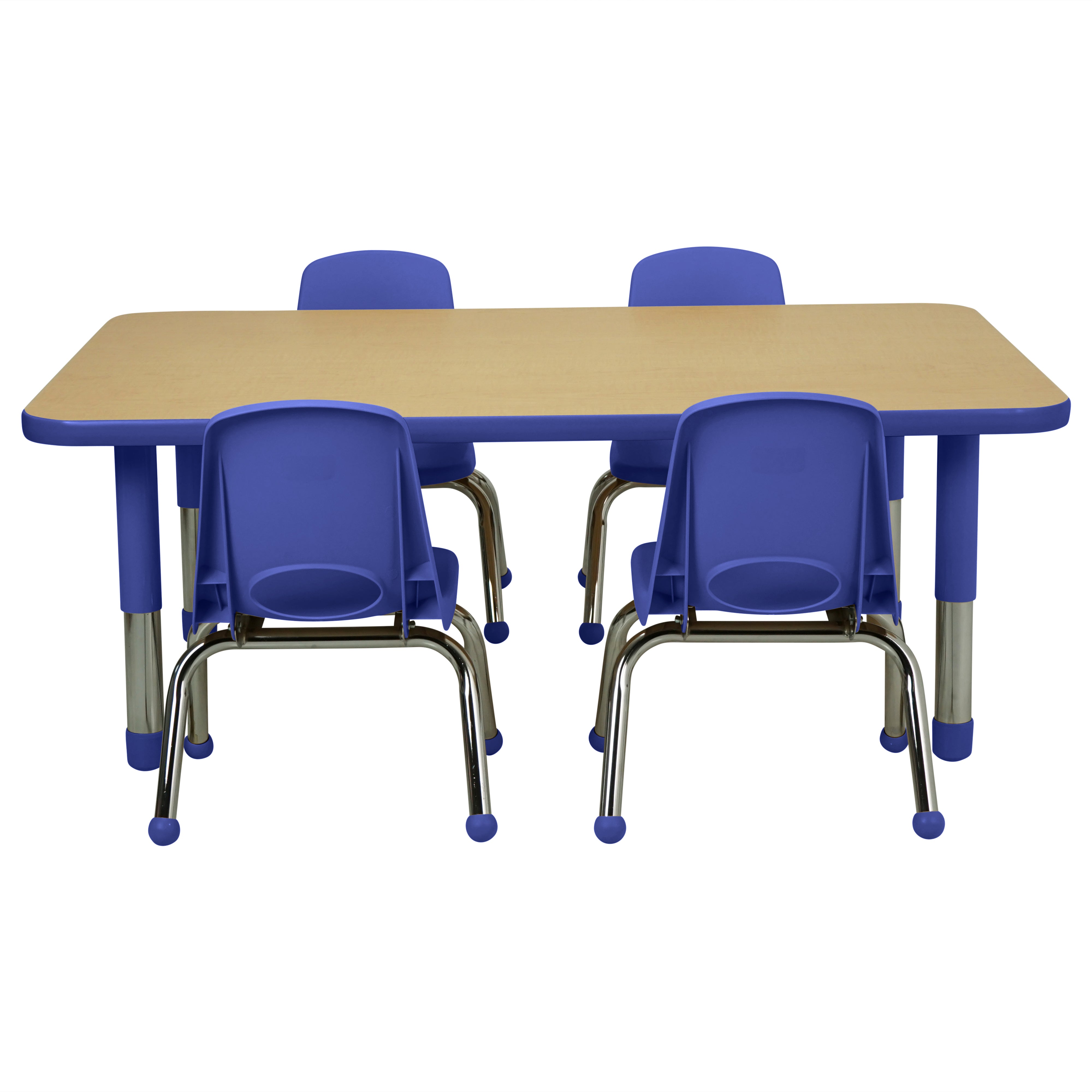 30" x 48" Rectangle T-Molding Activity Table with Adjustable Tiny Tot Legs - Maple/Blue
