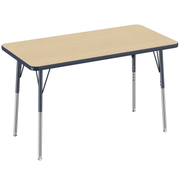 24" x 48" Rectangle T-Molding Activity Table with Adjustable Standard Swivel Glide Legs - Maple/Navy