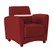 Pro Series Upholstered Common Area Chair with Tablet - Crimson/Maple Grain