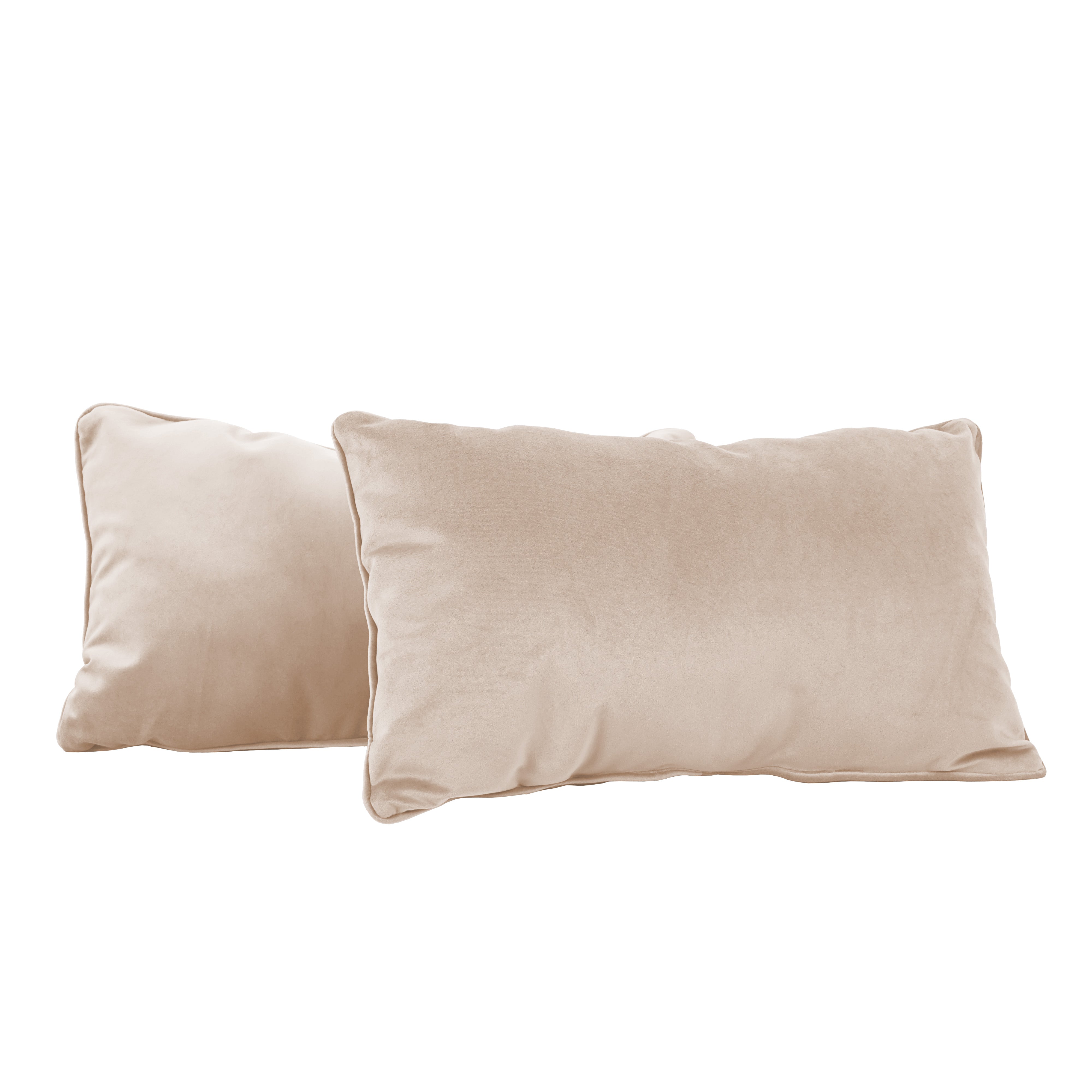 12" x 20" Rectangle Lumbar Microfiber Pillow with Piping, 2-Piece - Beige