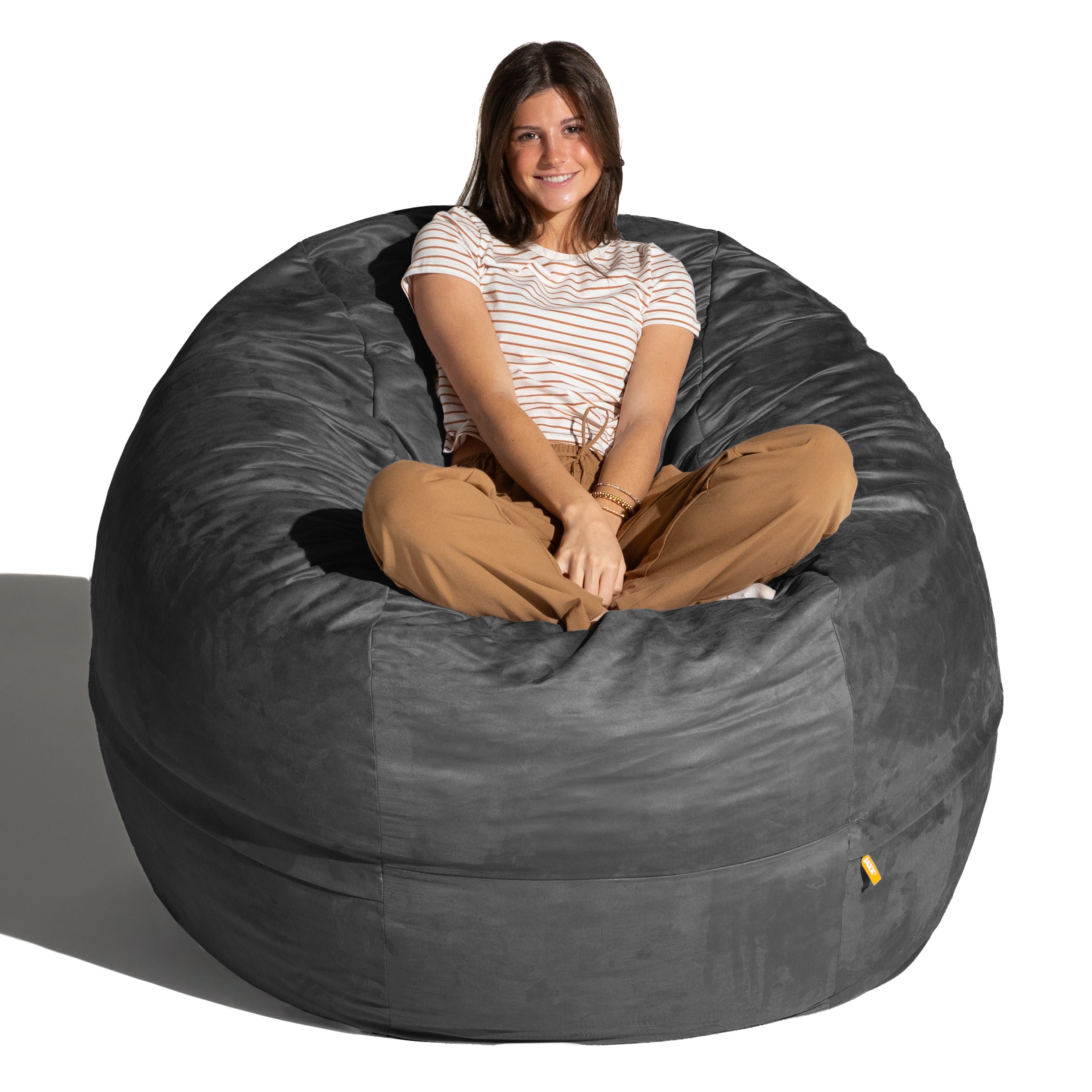 Jaxx Saxx 5 Foot Large Bean Bag w/ Removable Cover, Black