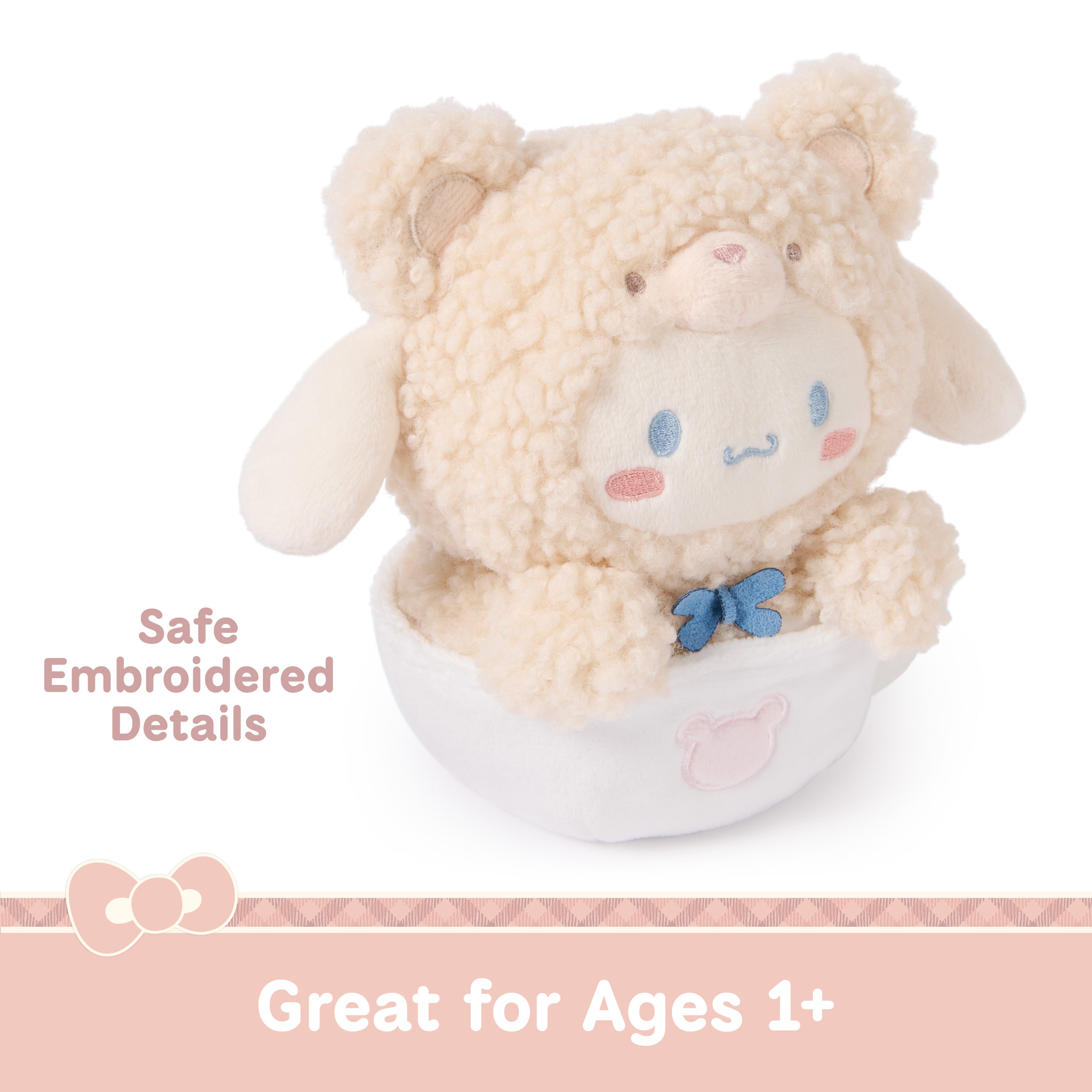 GUND Sanrio Official Hello Kitty and Friends Cinnamoroll Café Latte Teddy Bear Plush, Collectible Plush Toy, Stuffed Animal for Ages 1 and Up, 6”