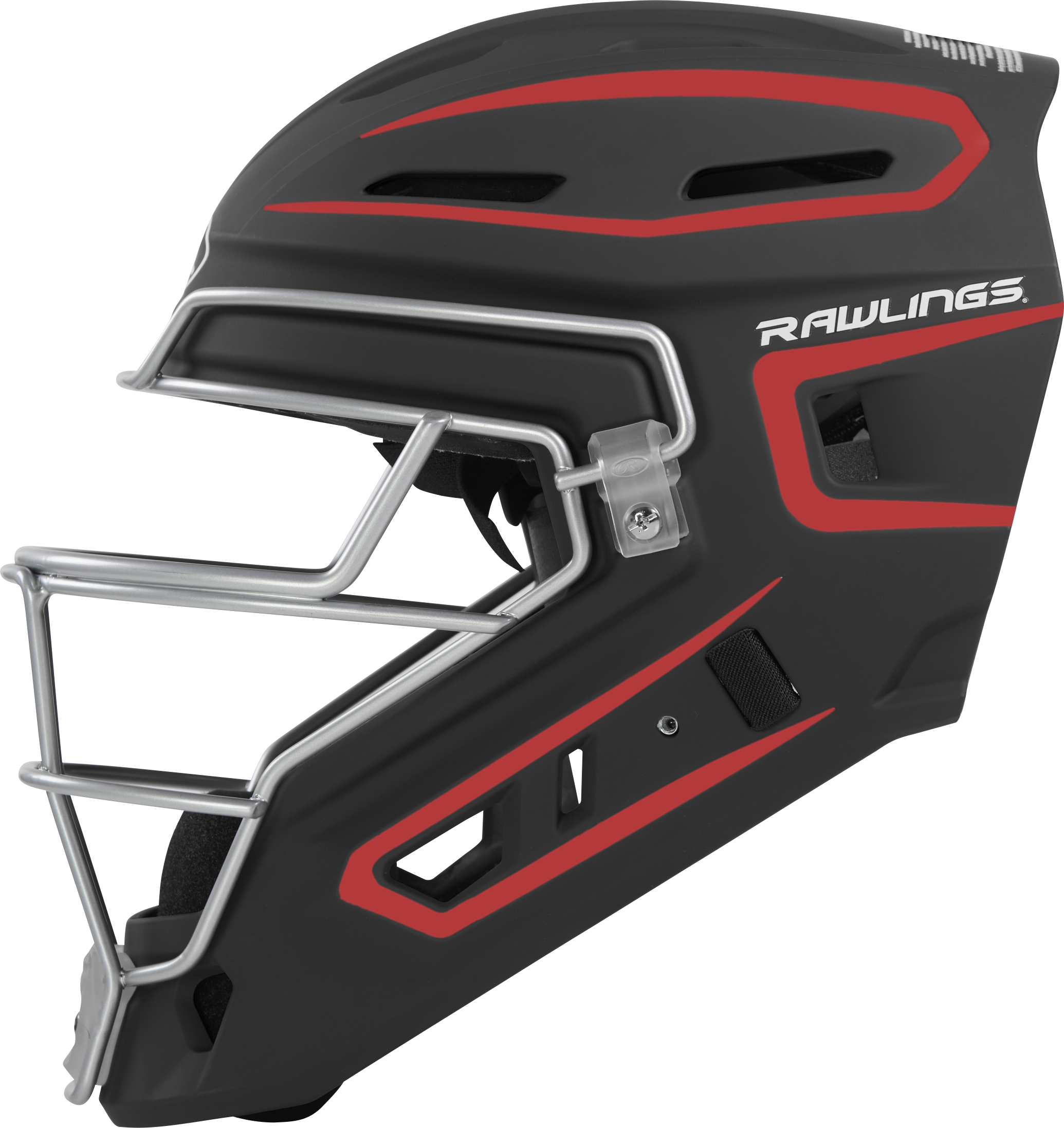 Rawlings Velo 2.0 Matte Senior Catchers Helmet - Black/Scarlet