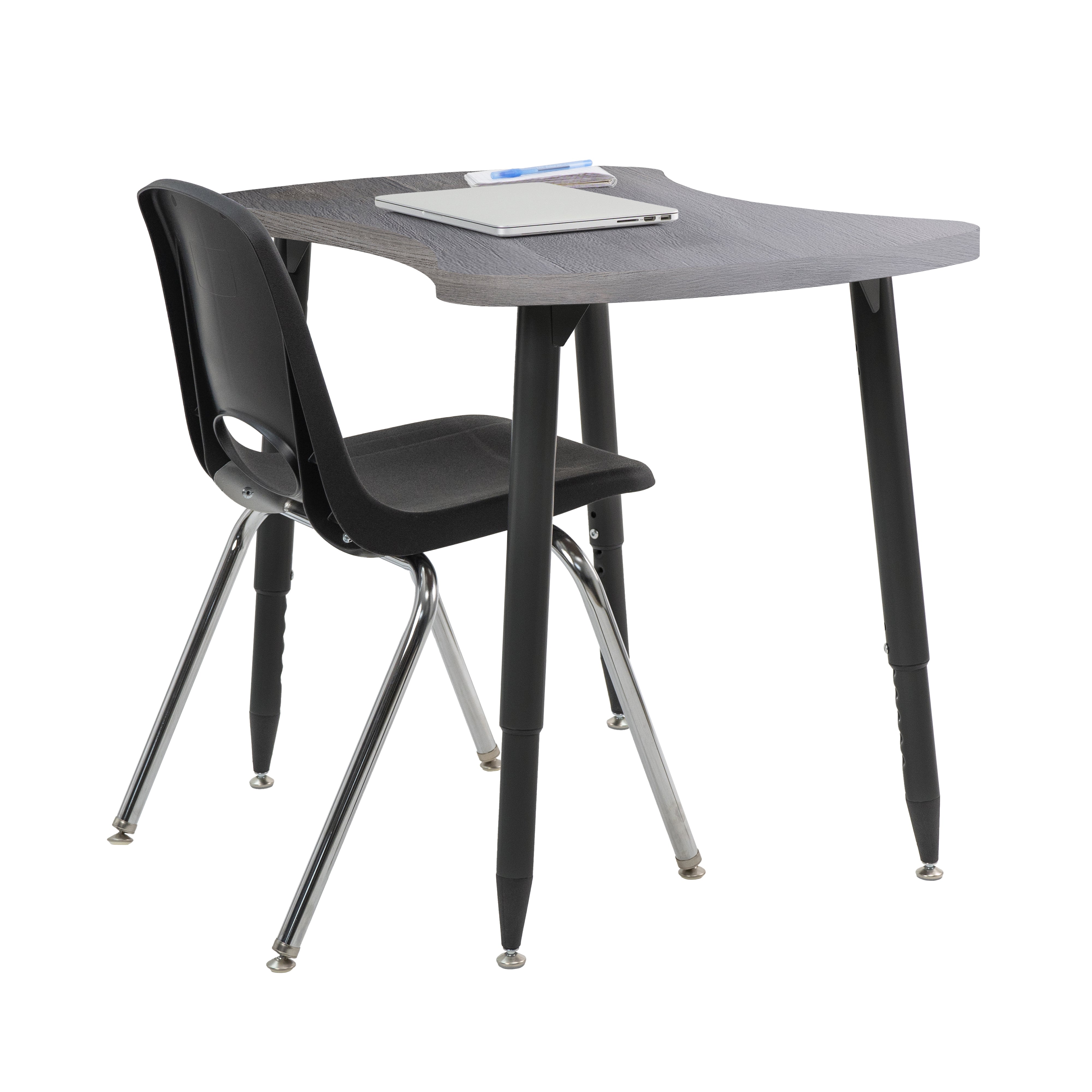 Adapte 25" x 37" Bowtie Woodgrain Activity Table with Adjustable Tapered Legs - Gray Wood/Black