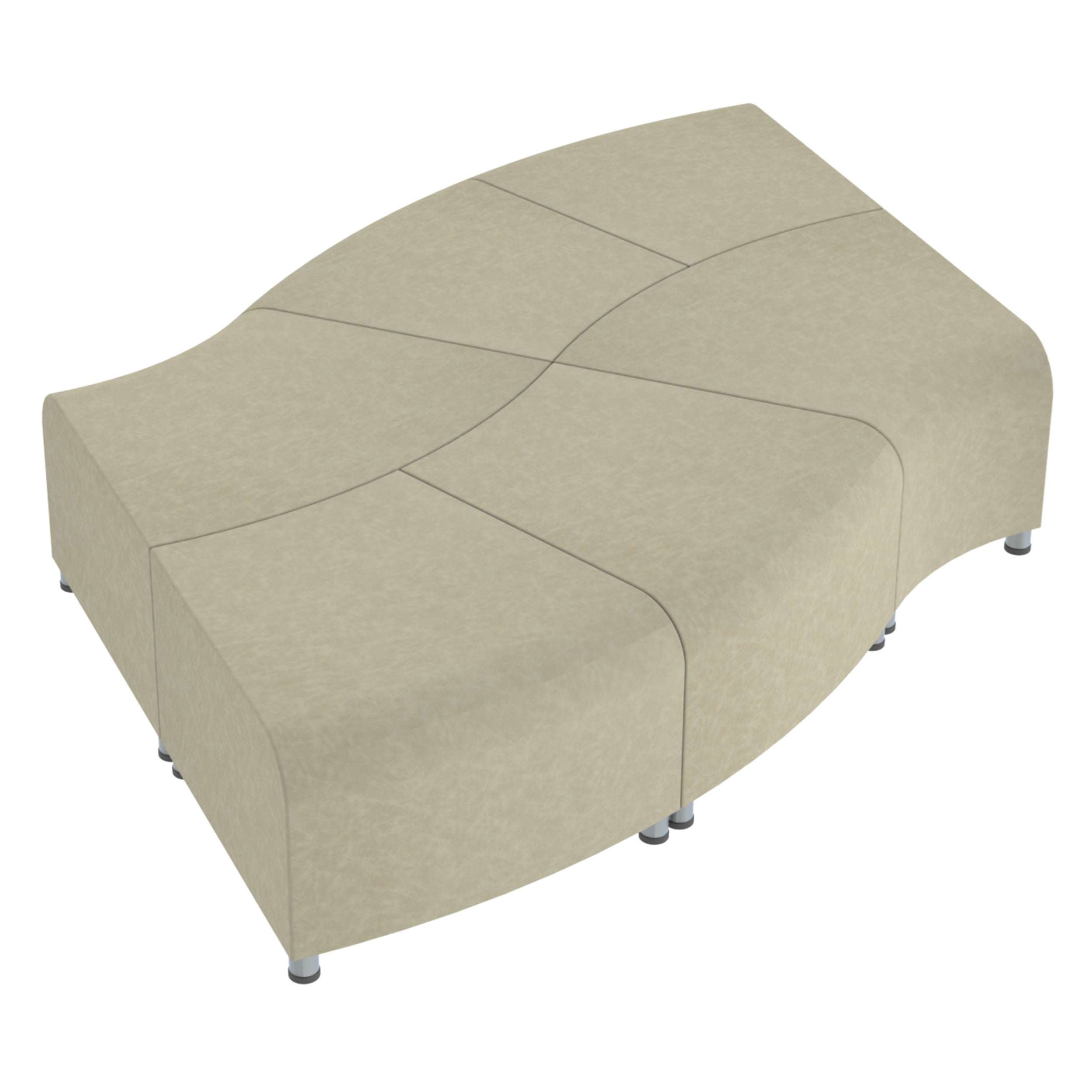 Pro Series Rustic Connect Edged Ripple Backless Seating, 6-Piece Set - Almond