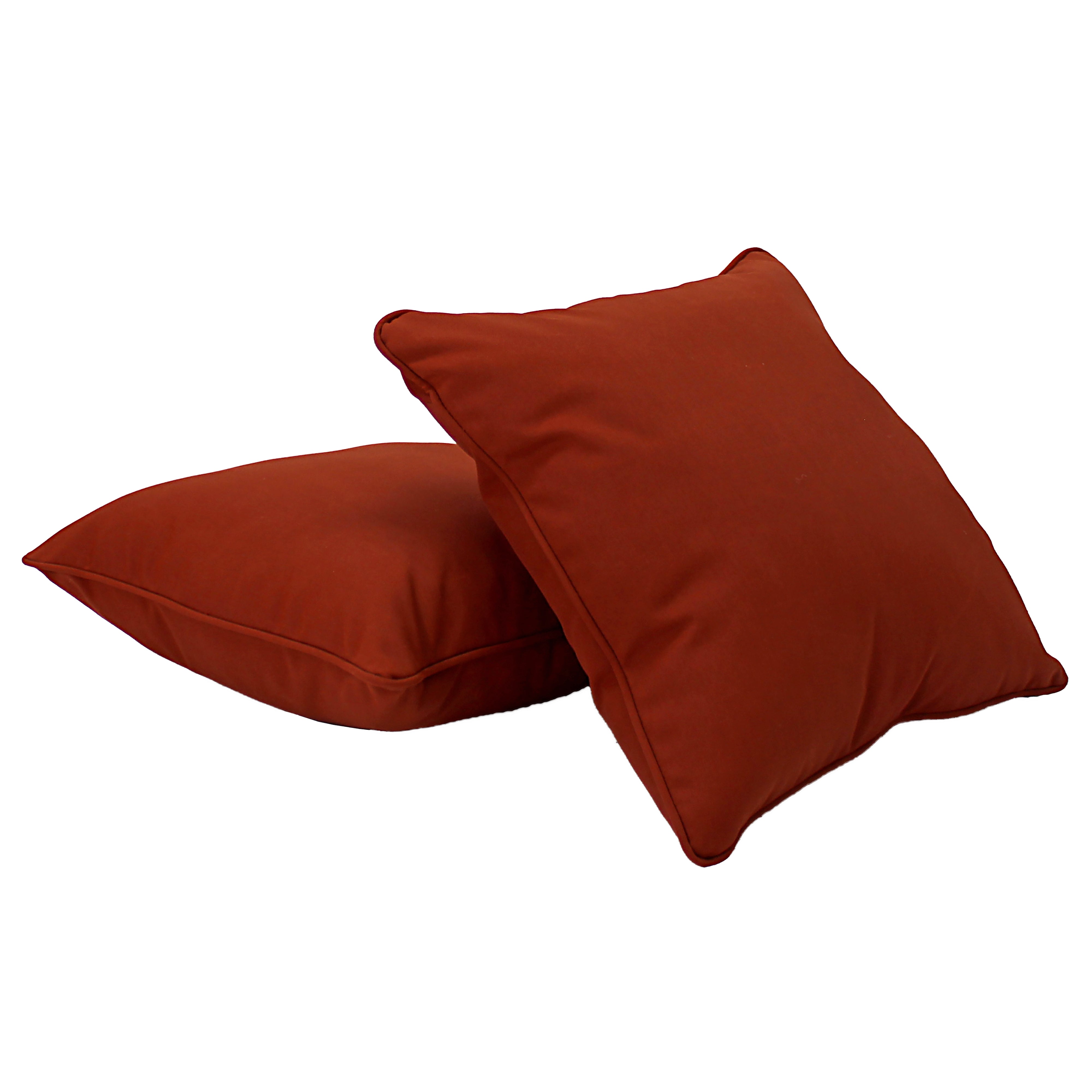 Presidio 24" x 24" Square Indoor/Outdoor Pillow with Piping, 2-Piece - Rust Red