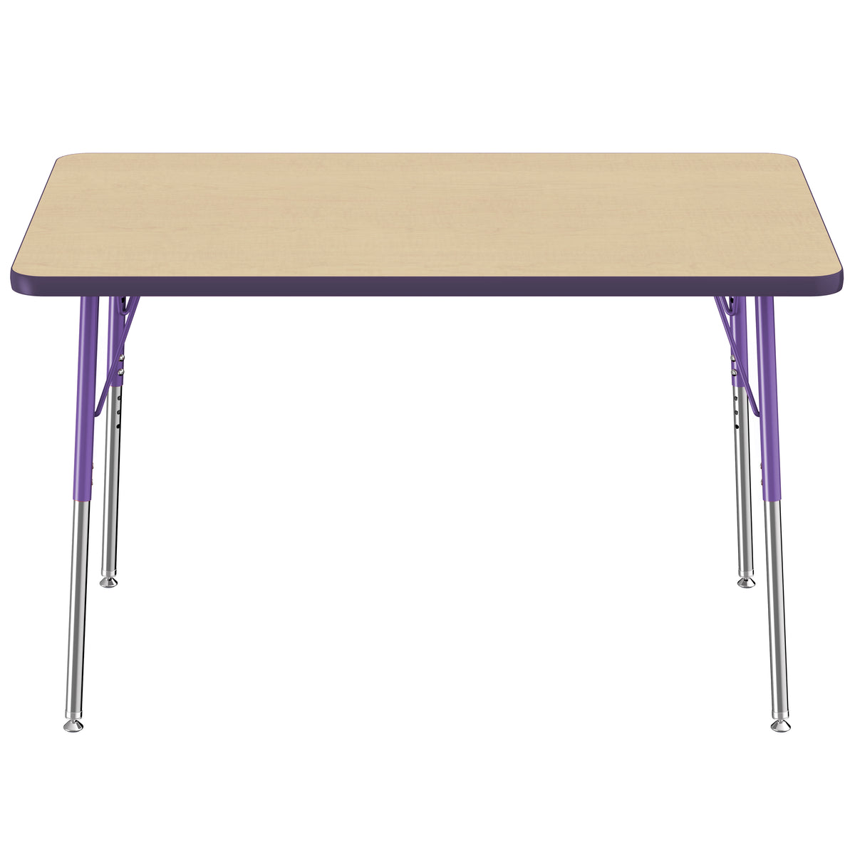 30" x 48" Rectangle T-Molding Activity Table with Adjustable Standard Swivel Glide Legs - Maple/Purple