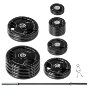Lifeline 400Lb Pro Olympic Grip Plate (Rubber Coated) Set:  (2) 2.5Lb (6) 5Lb (2) 10Lb (2) 25Lb (2) 35Lb (4) 45Lb (1) 45Lb Olympic Bar W/(2) Collars