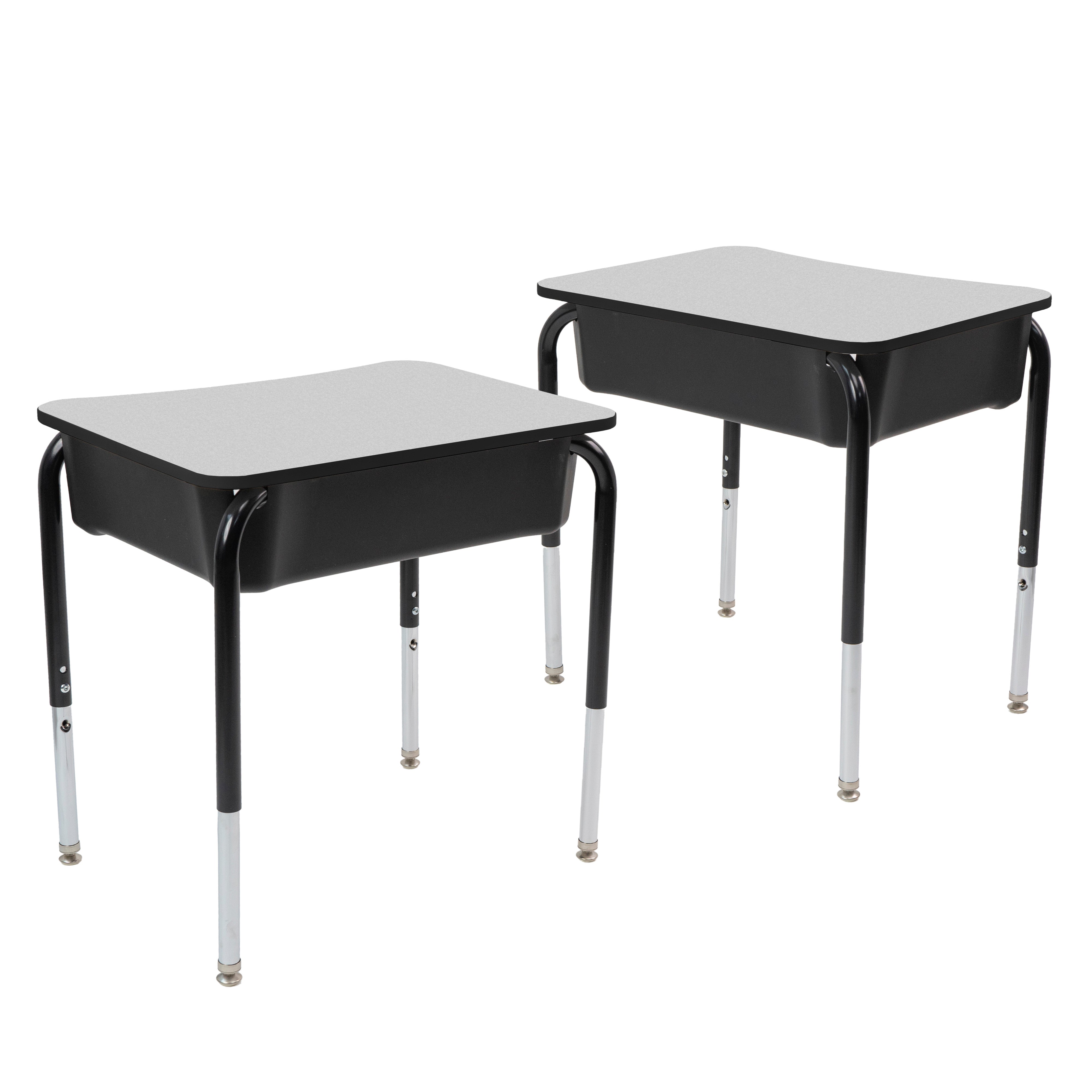 18" x 24" Belly Curve Open Front Desk with Book Box, 2-pack - Gray/Black