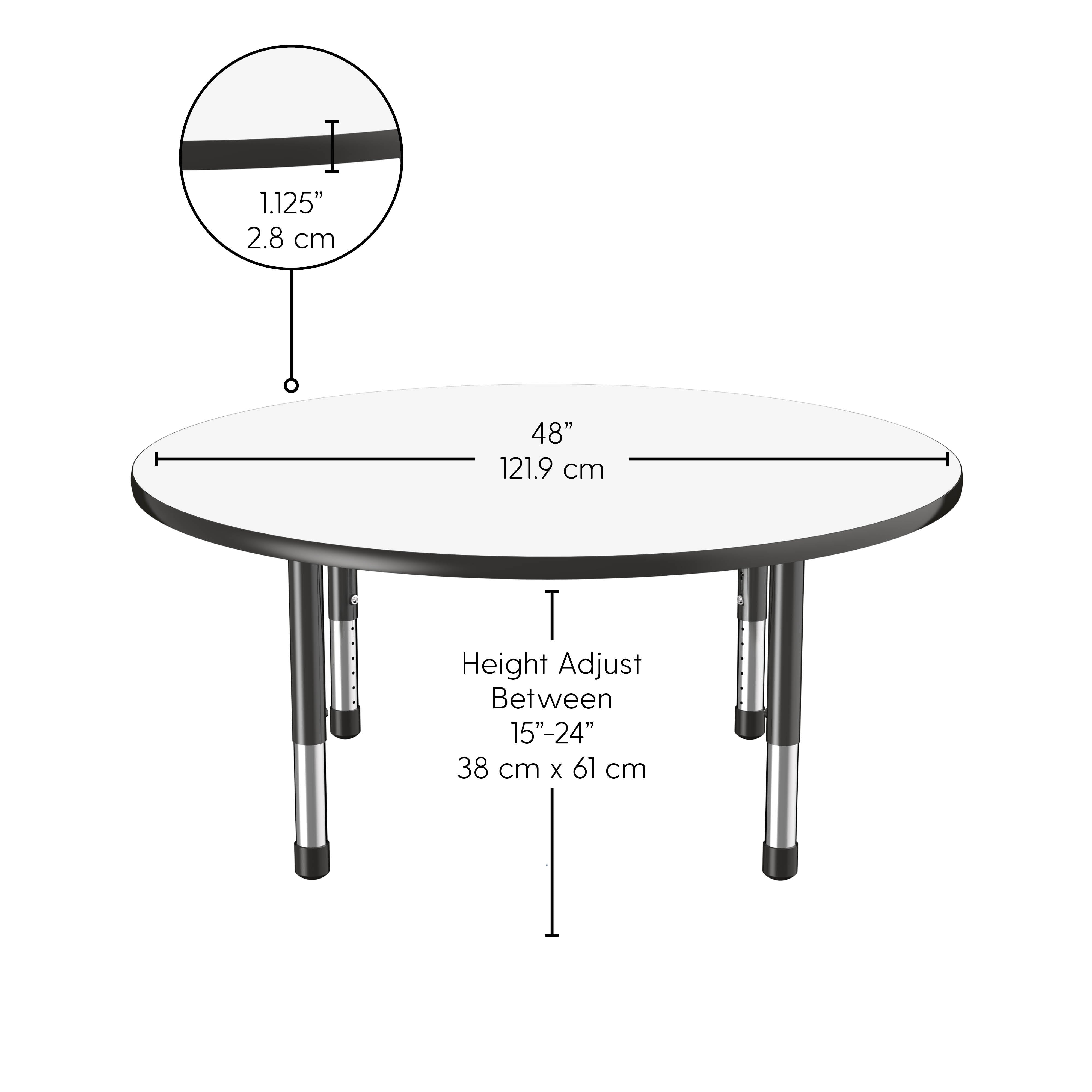 48" Round Collaborative Dry-Erase Activity Table with Adjustable Chunky Legs - Whiteboard/Black