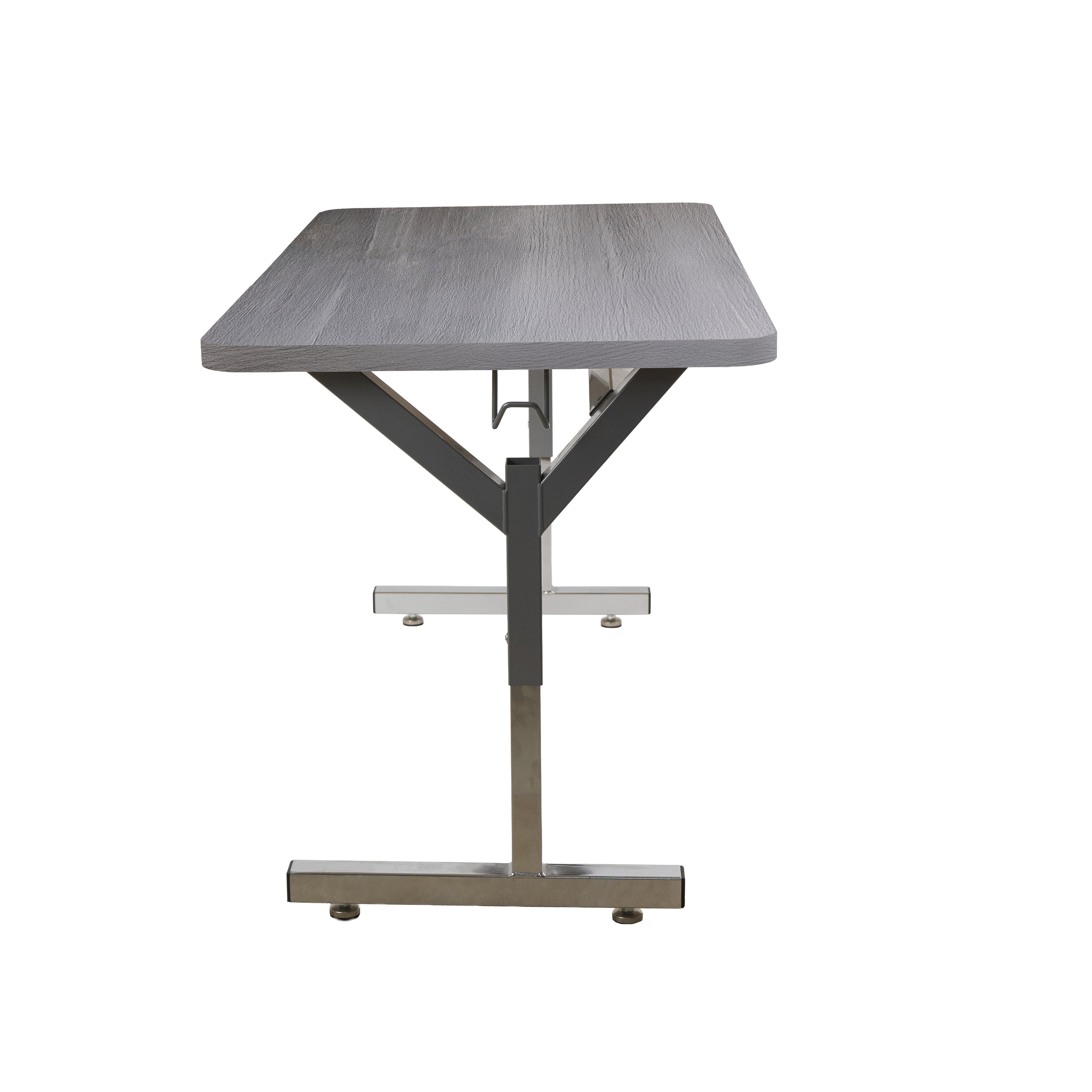20" x 48" Rectangle Thermofused Table Desk with Adjustable Y-Frame - Gray Wood/Silver