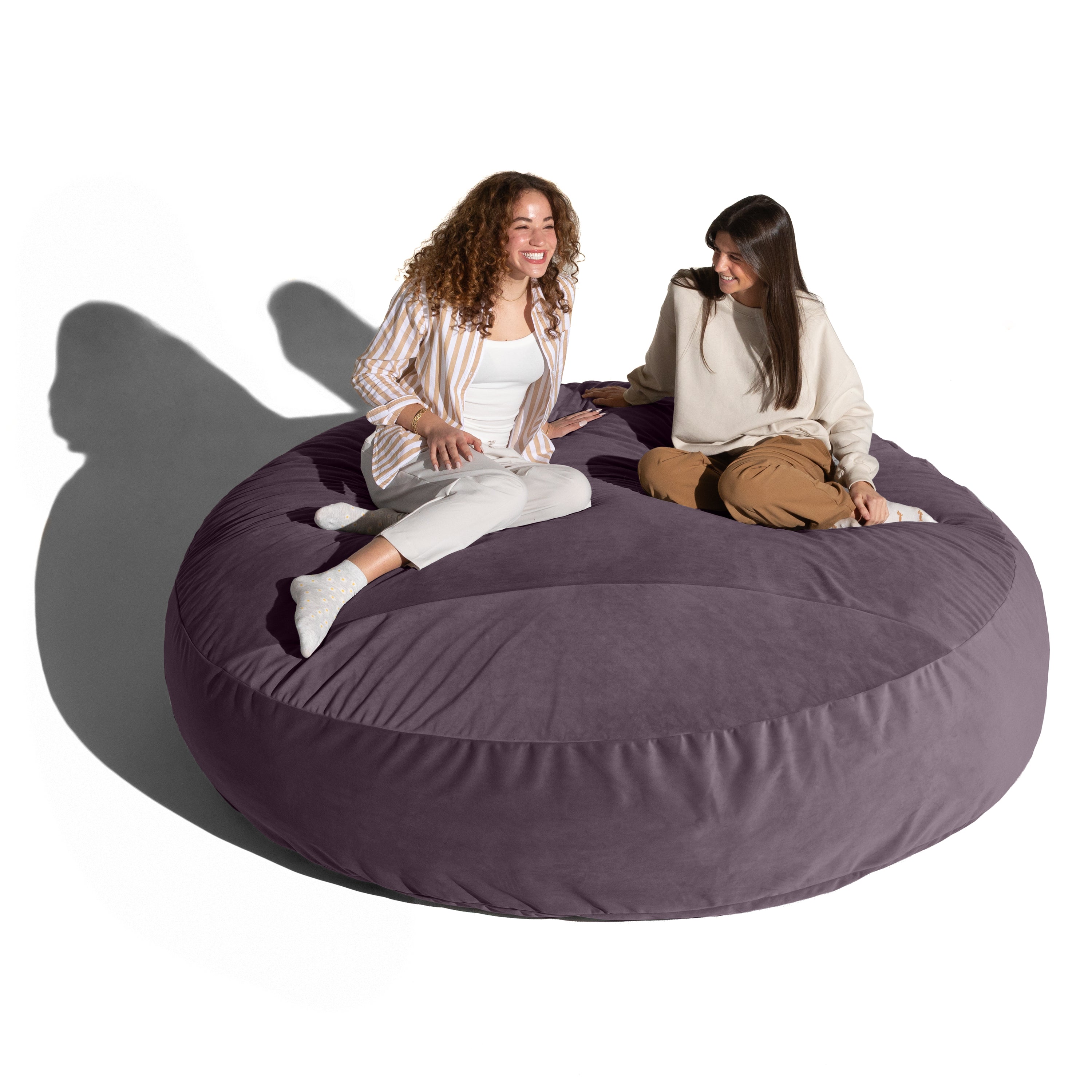 Jaxx 6 Foot Cocoon - 2-in-1 Convertible Bean Bag Bed & Large Bean Bag Chair for Adults, Premium Lush Velvet - Purple