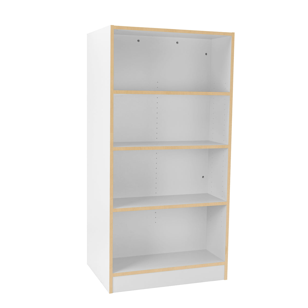 Laminate Double-Sided Bookcase 4-Shelf 60" Height - White/Maple Grain