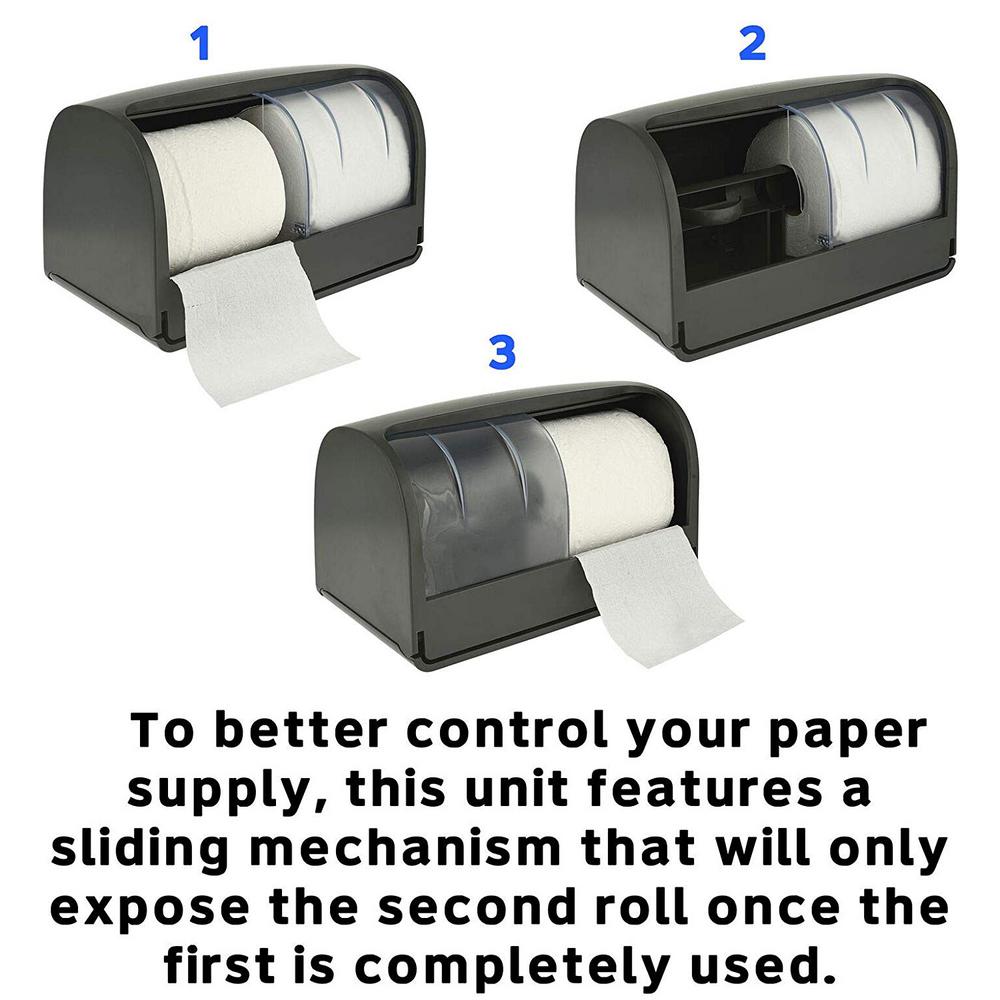 Side-by-Side Double Roll Toilet Tissue Dispenser, Gray