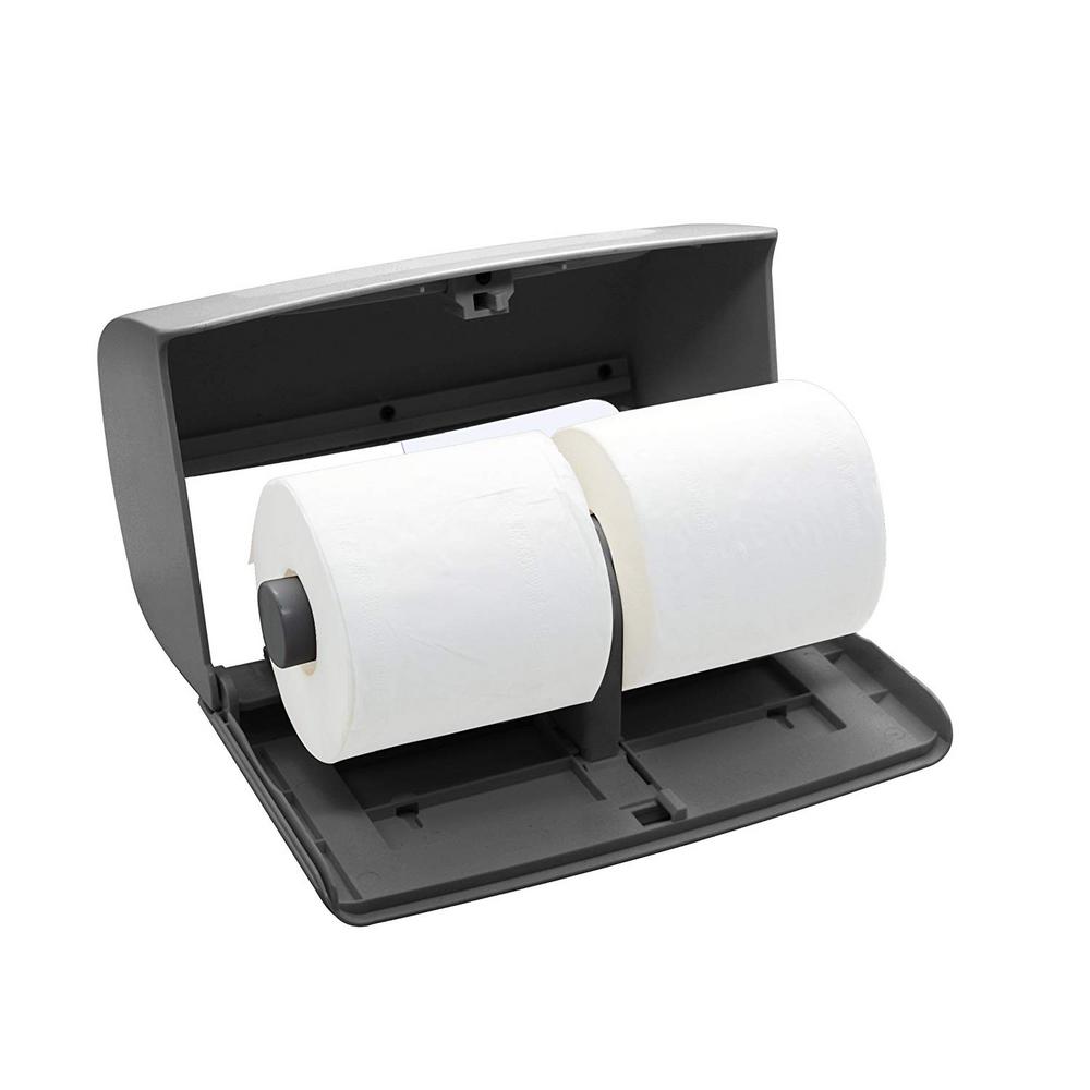 Side-by-Side Double Roll Toilet Tissue Dispenser, Gray