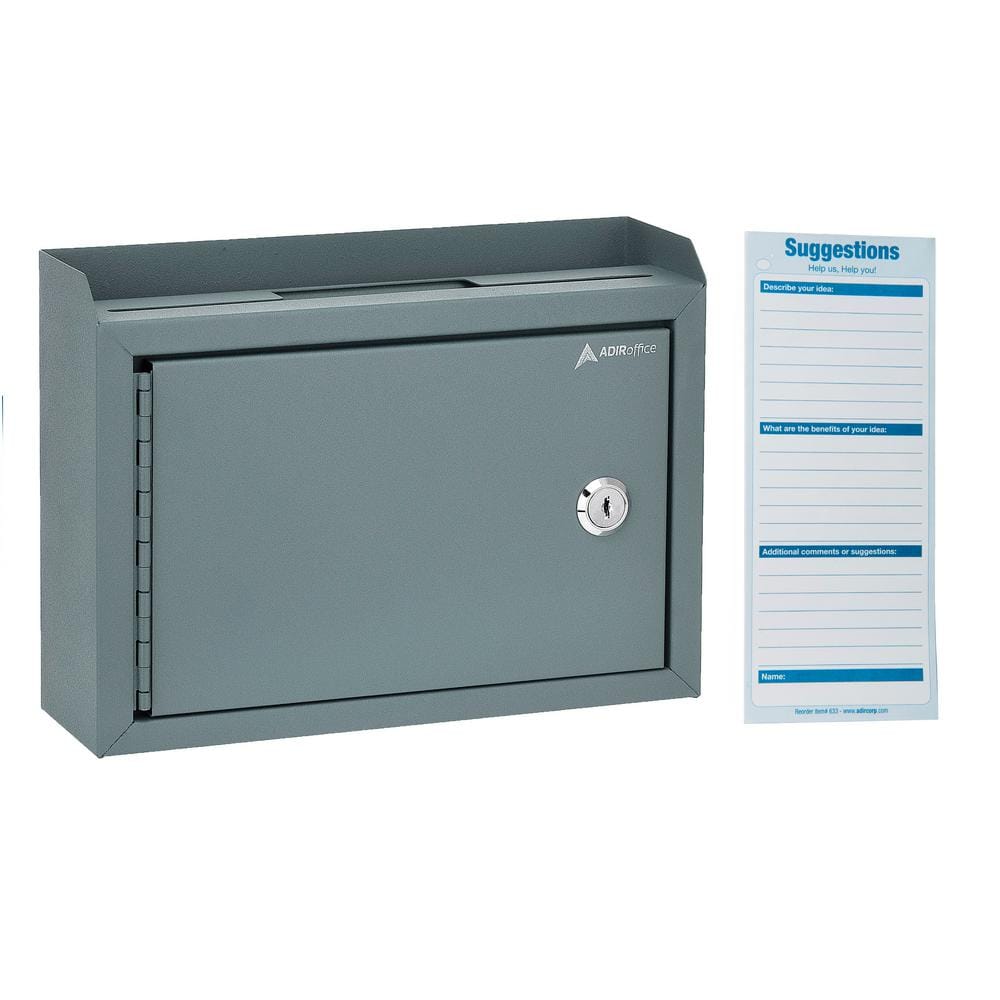 Medium Size Grey Steel Multi-Purpose Suggestion Drop Box with Suggestion Cards