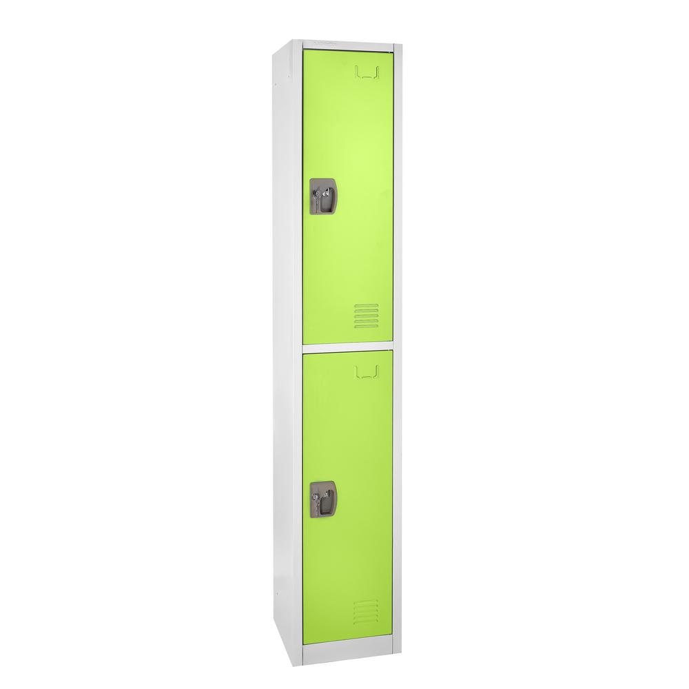 72 in. x 12 in. x 12 in. Double-Compartment Steel Tier Key Lock Storage Locker in Green 2 Pack