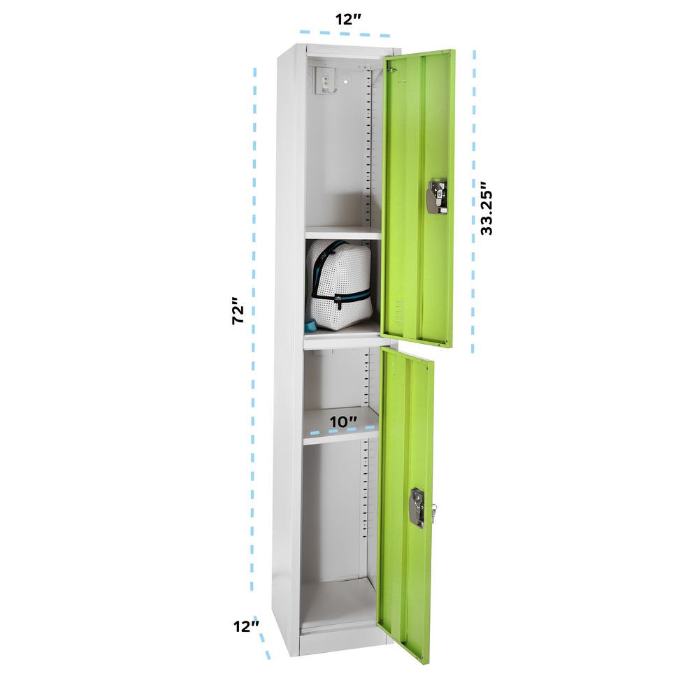 72 in. x 12 in. x 12 in. Double-Compartment Steel Tier Key Lock Storage Locker in Green (4-Pack)