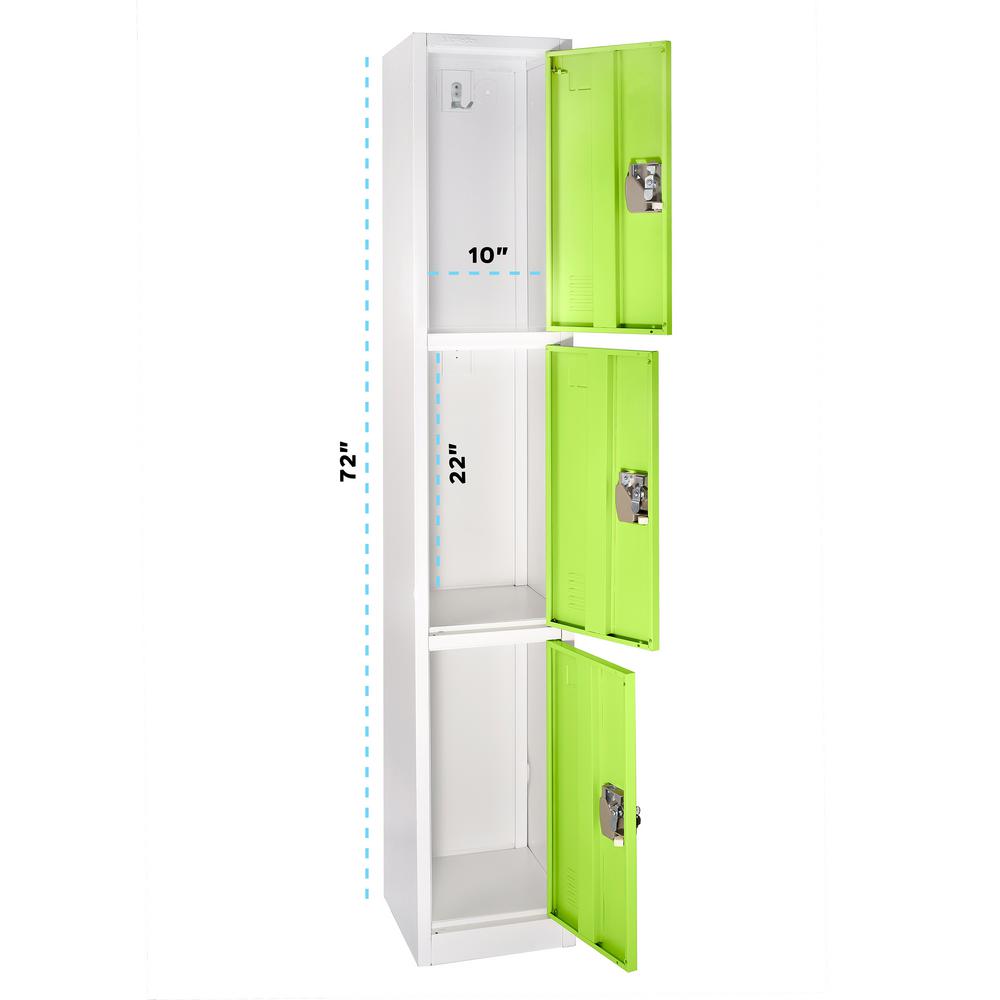 72 in. x 12 in. x 12 in. Triple-Compartment Steel Tier Key Lock Storage Locker in Green 2 Pack